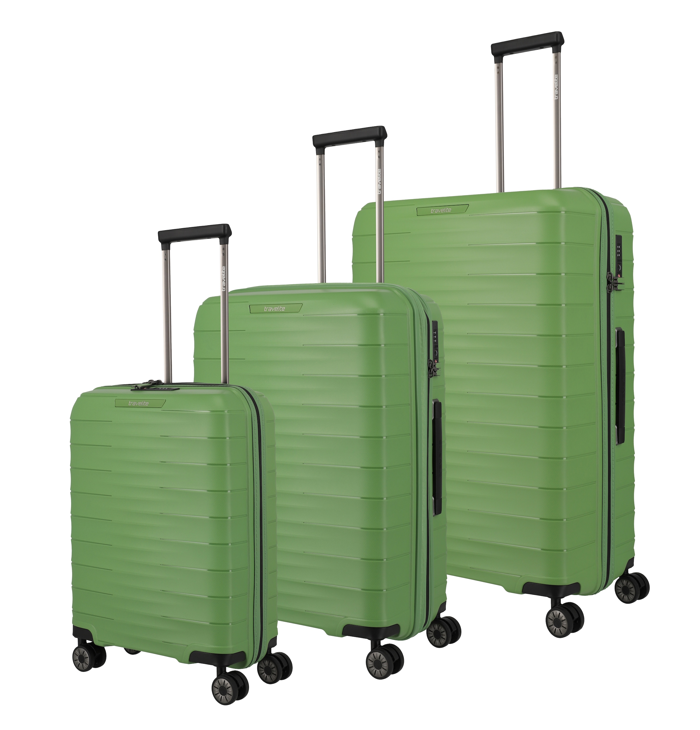 travelite Trolleyset »MOOBY 3-teilig Reisekoffer Hartschale« mit TSA-Schloss und recyceltem Polypropylen