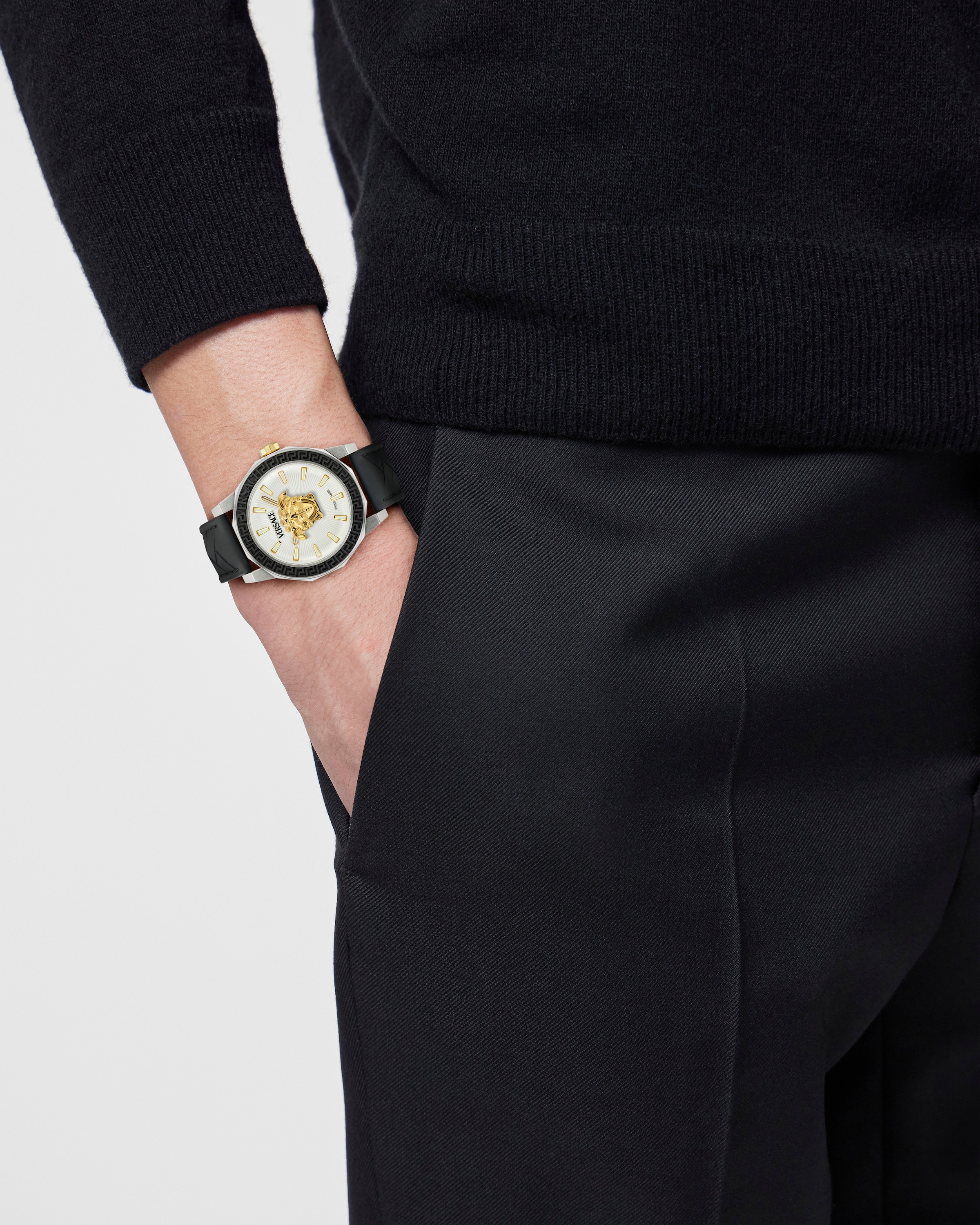 Versace Quarzuhr »MEDUSA DECO GENT«, Armbanduhr, Herrenuhr, Swiss Made, Saphirglas, Lederarmband, analog