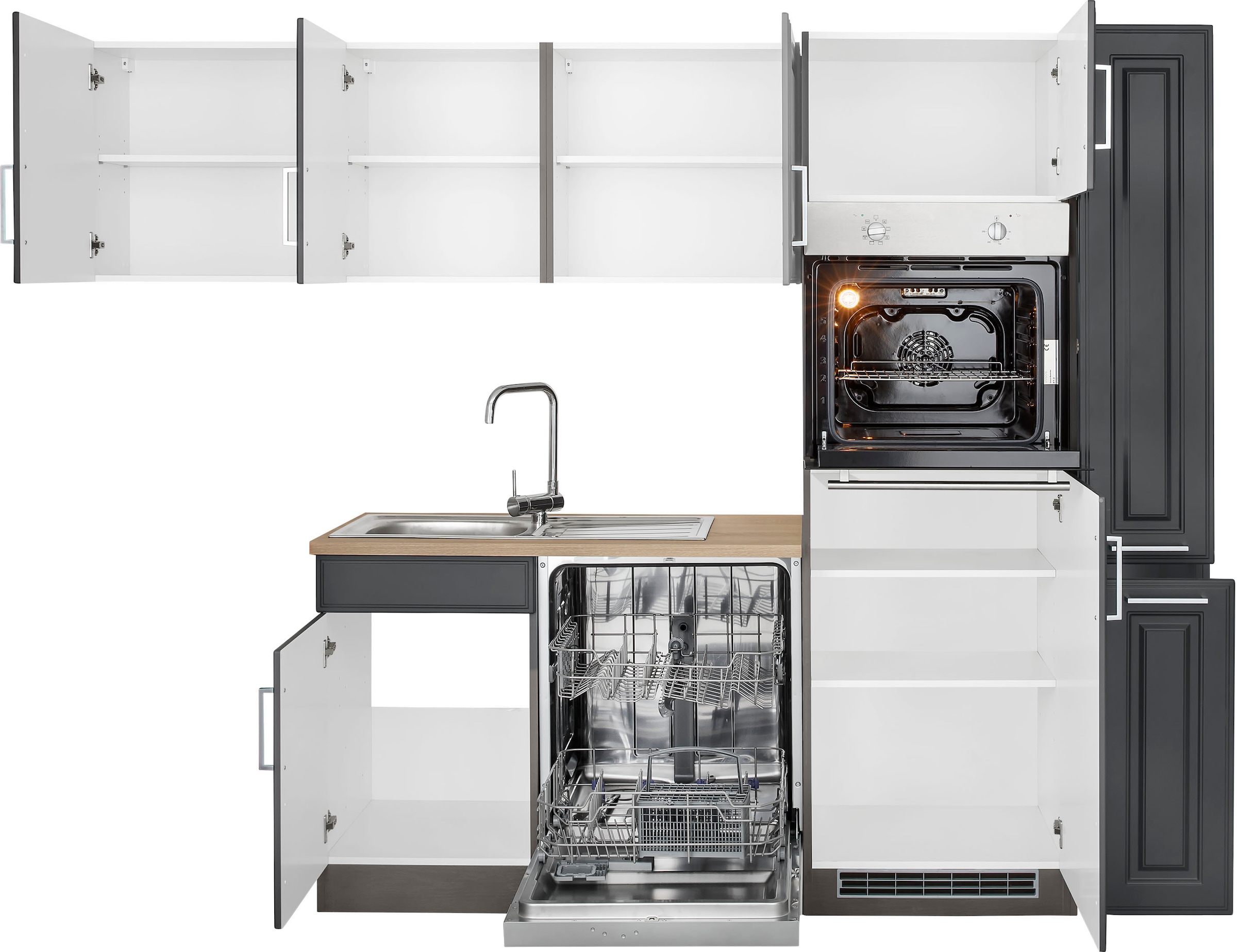 KOCHSTATION Winkelküche »KS-Stockholm – Küche mit hochwertiger und detailreicher Landhausfront« Stellbreite 260x170 cm, wahlweise mit E-Geräten, MDF-Fronten