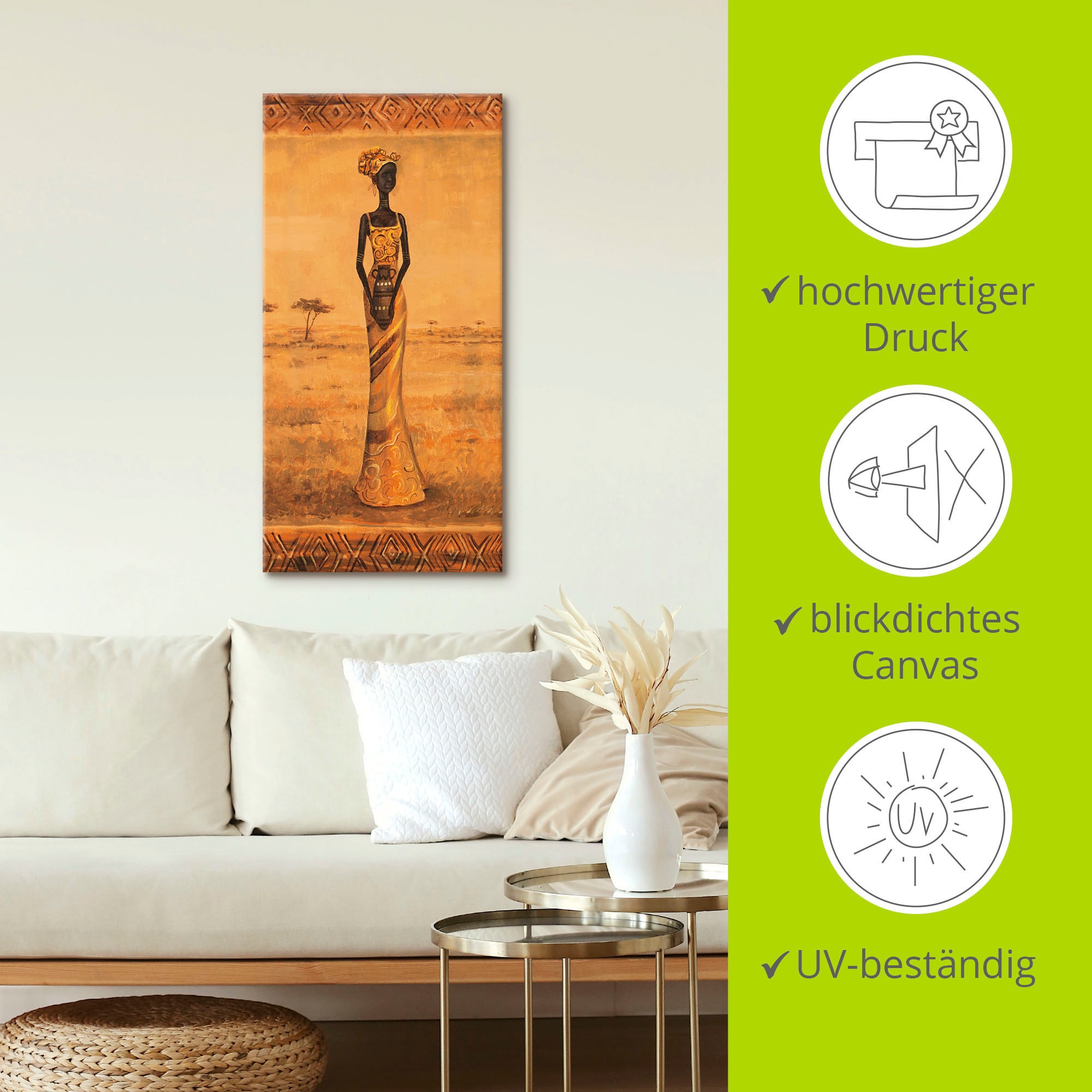Artland Wandbild »Afrikanische Eleganz II«, Frau, (1 St.), als Leinwandbild, Wandaufkleber in verschied. Größen