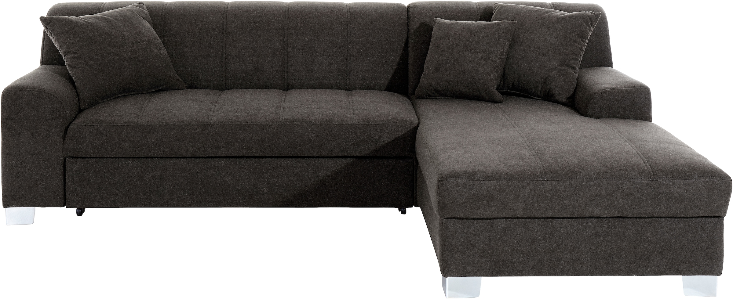 INOSIGN Ecksofa »Turah incl. Zierkissen, moderne Steppung, auch in Leder«, wahlweise mit Bettfunktion, Schlafsofa, B/T/H: 239/152/75 cm, L-Form