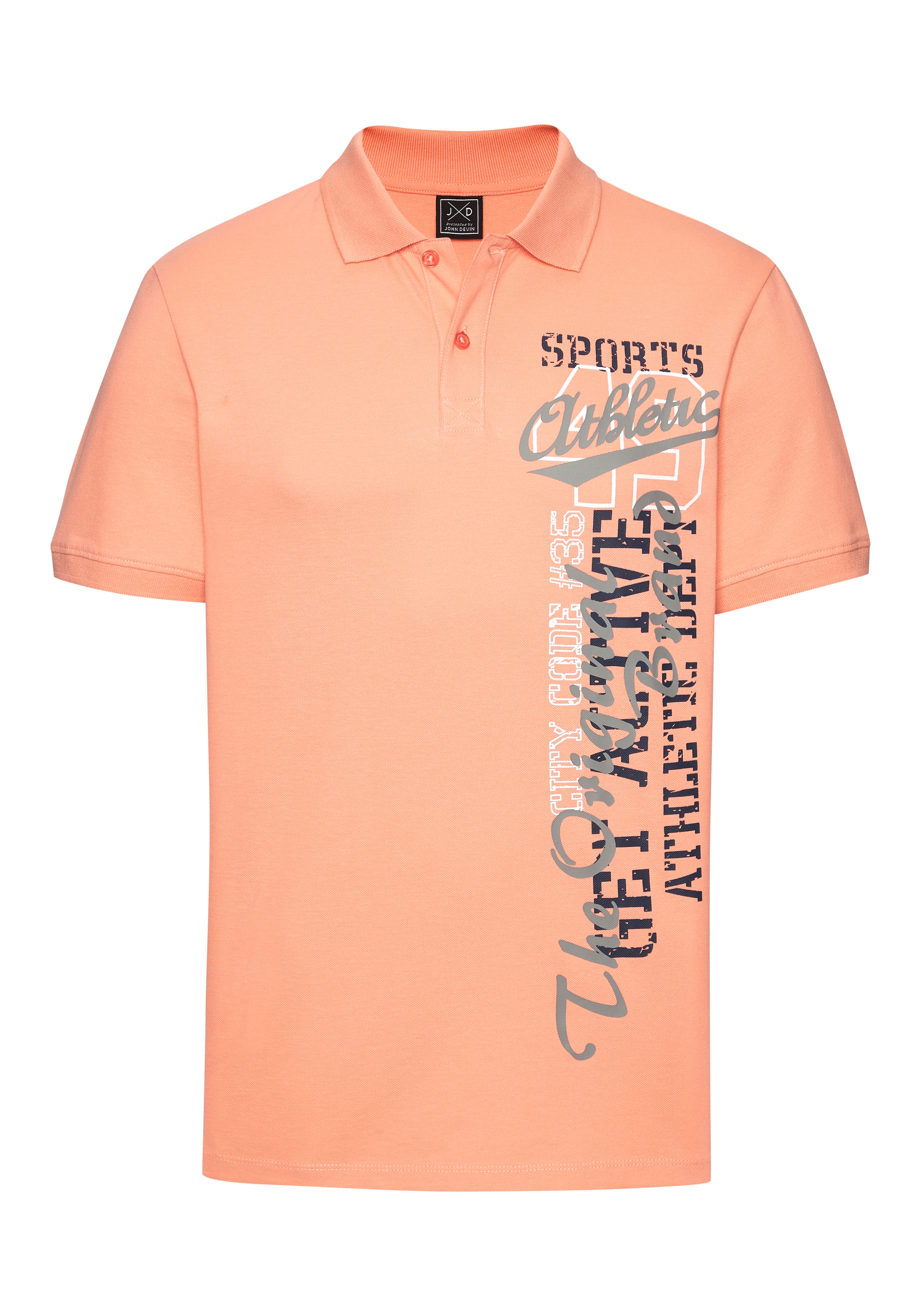 John Devin Poloshirt mit großem Druck vorn aus Baumwoll-Piqué