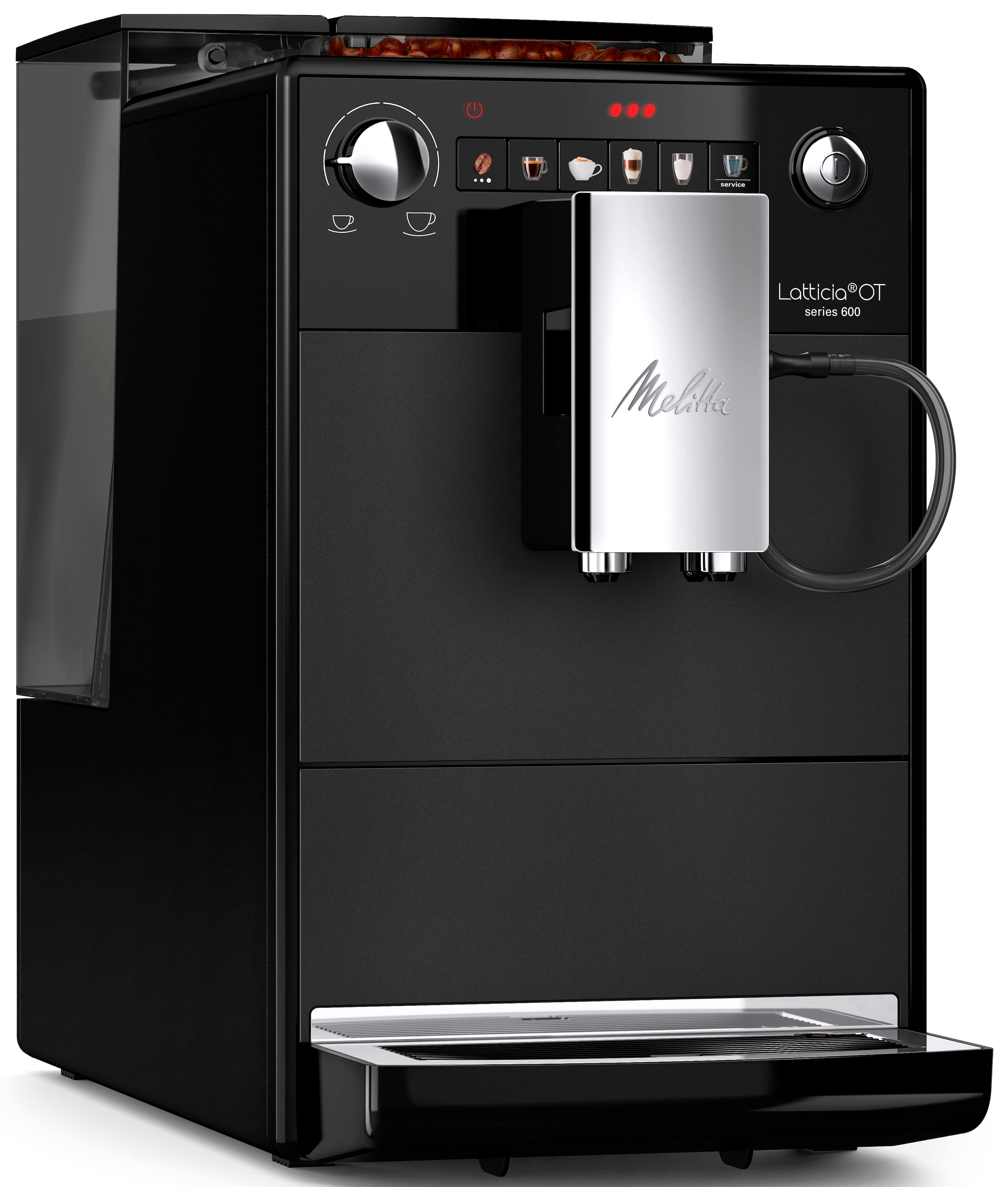 Melitta Kaffeevollautomat »Latticia® One Touch F300-100, schwarz«, kompakt, aber XL Wassertank & XL Bohnenbehälter