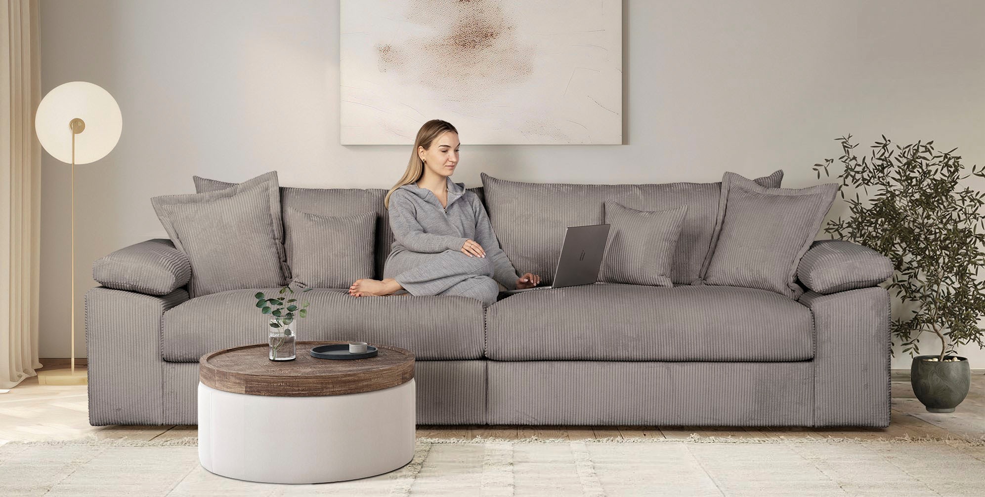 Home affaire Big-Sofa »Soft&Cosy XXL - Breite 303 cm«, Mega-Sofa, in Cord, Federkern-Polsterung