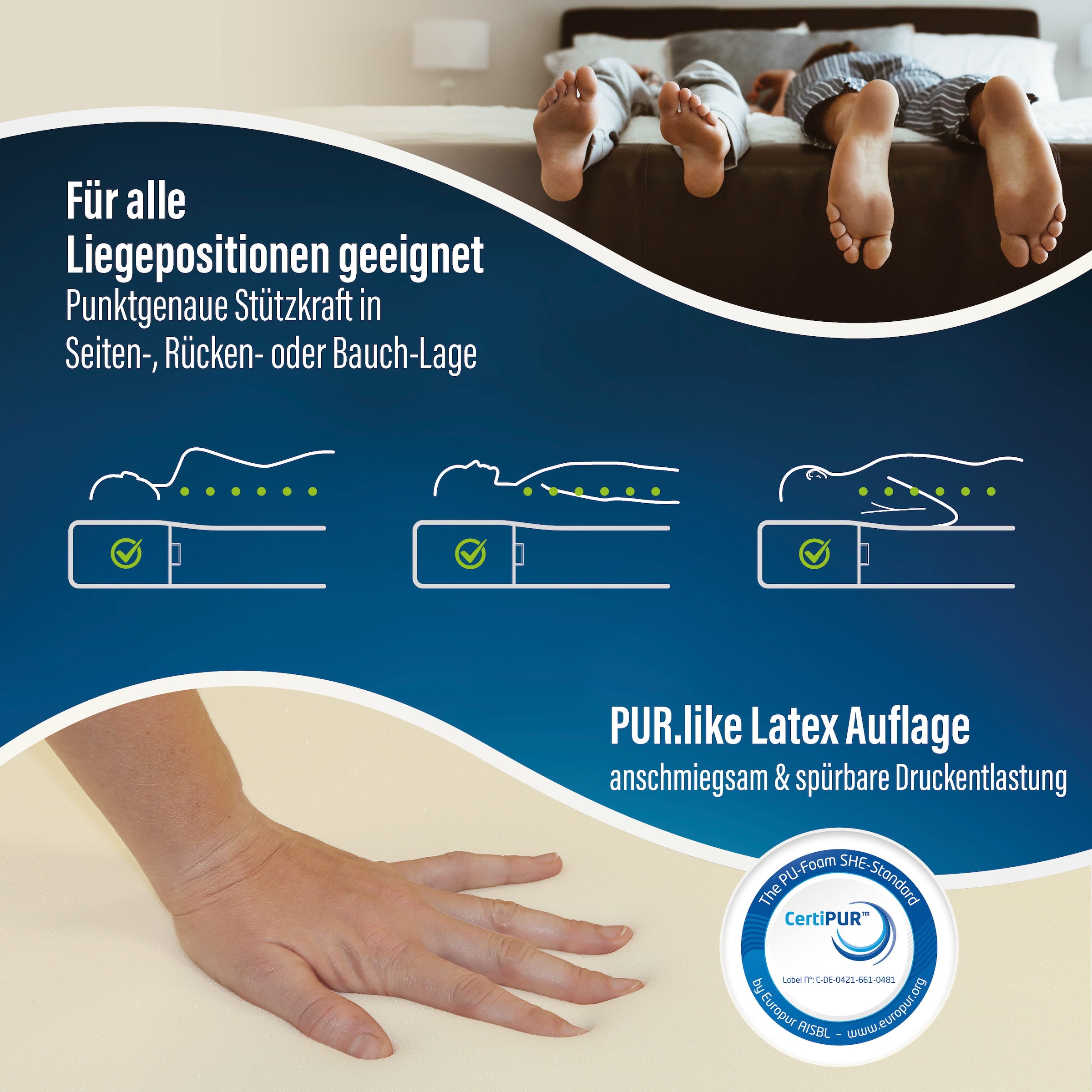 Beco Taschenfederkernmatratze »Feel Like Latex TWIN, Matratze 90x200 cm, 140x200 cm und mehr« 22 cm hoch 500 Federn 1 Stk. tlg. Premium-Hybridmatratze für besten Schlafkomfort, atmungsaktiv