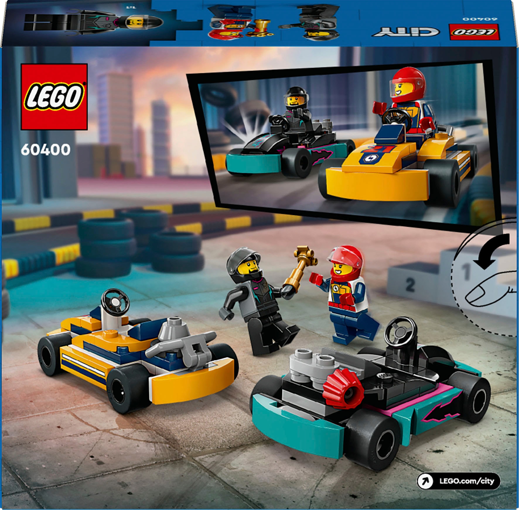 LEGO® Konstruktionsspielsteine »Go-Karts mit Rennfahrern (60400), LEGO City«, (99 St.), Made in Europe