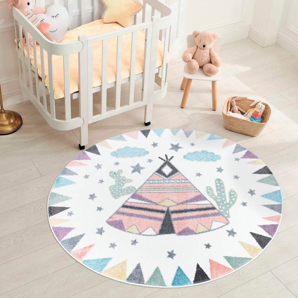 Carpet City Kinderteppich »ANIME898«, rund, 11 mm Höhe, Kinderzimmer Teppich Modern mit lustigen Cartoon-Figuren, Multi