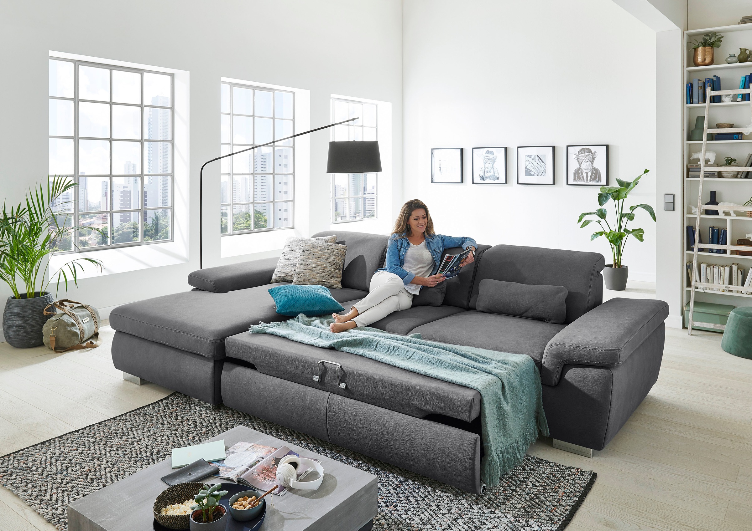Die PlanBar Ecksofa »MP-IN17041 L-Form«, mit Sitztiefenverstellung, optional Kopfteilverstellung & Bettfunktion