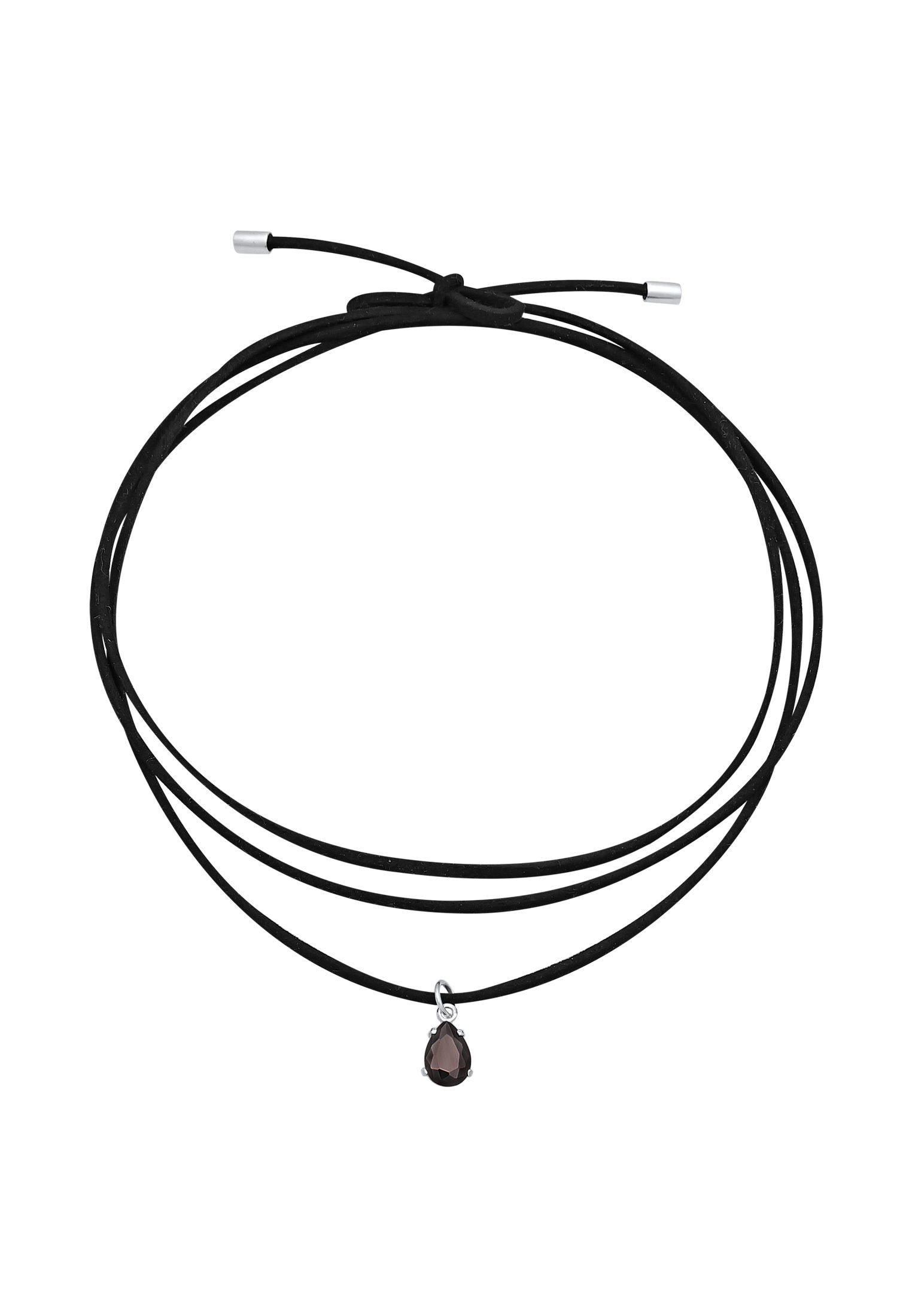 Elli Choker »Halskette Kunstleder Choker Zirkonia Tropfen Anhänger 925 Silber«