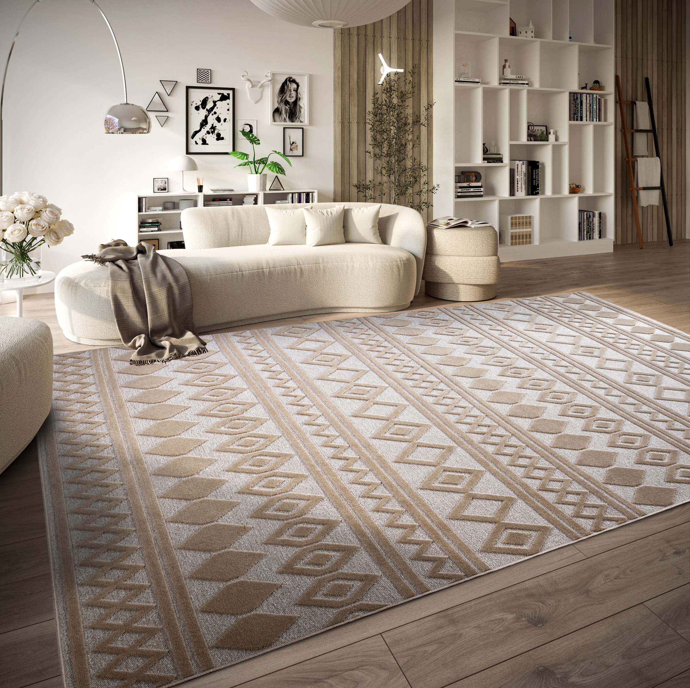 Villeroy & Boch Teppich »Catherine«, rechteckig, 5,5 mm Höhe, Wohnzimmer, Schlafzimmer, Modern, Hoch-Tief Effekt, Flur