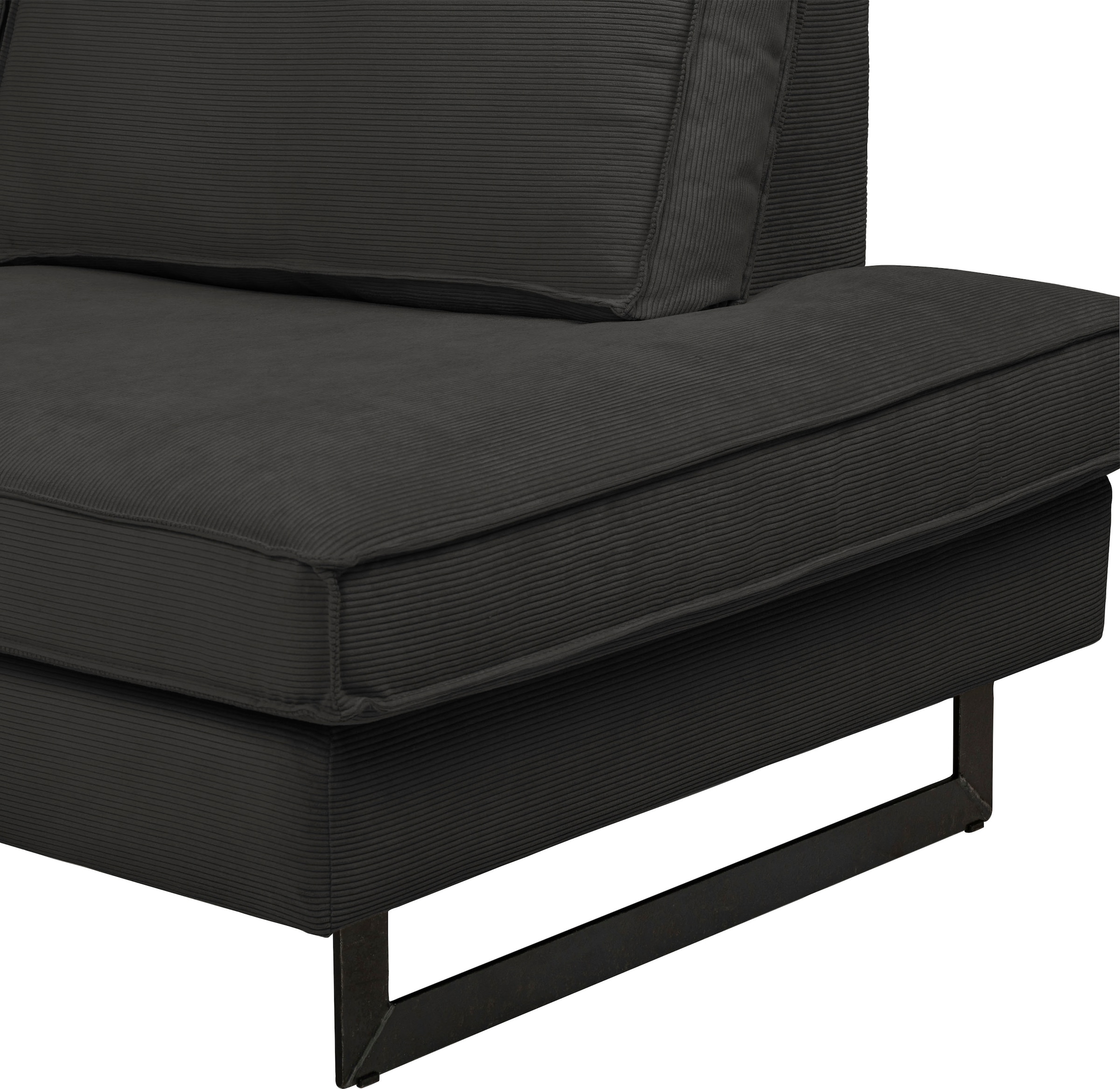 Places of Style Wohnlandschaft »Pinto, 350 cm, U-Form, XXL, mit Ottomanen«, Cord, Chenille, Lederoptik, mit Keder, Metallfüße, Wellenunterfederung