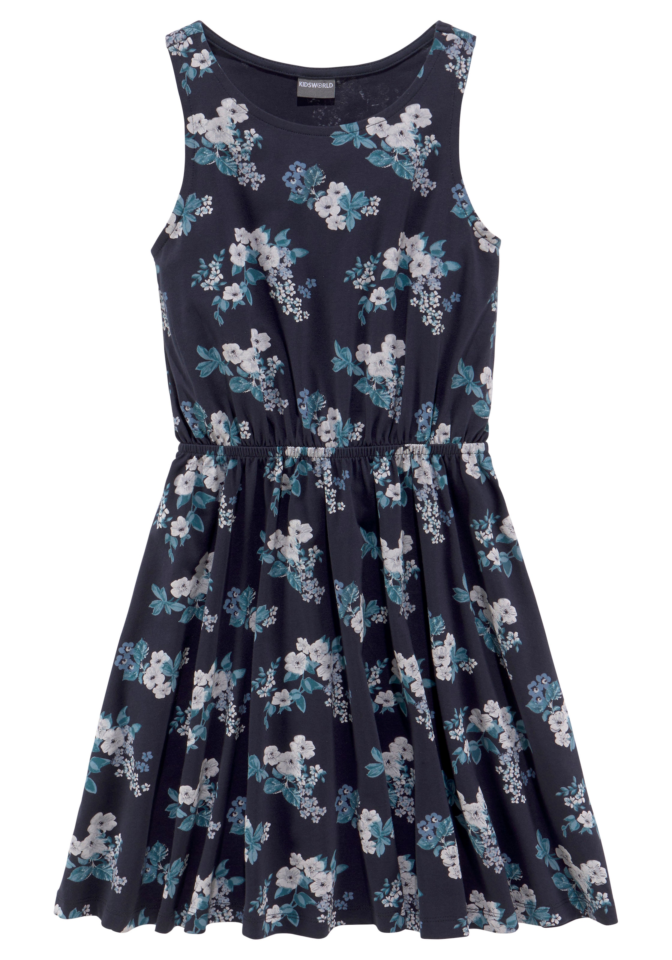 KIDSWORLD Jerseykleid »- Skaterkleid mit Blumen bedruckt«, festliche Anlässe, kniefreie Länge, modisch, aus Jerseystoff