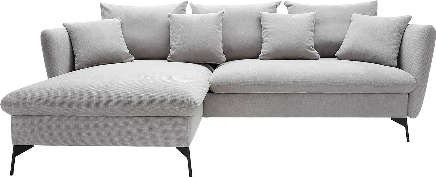 andas Ecksofa »LIVORNO,258 cm, L-Form,«, Schlaffunktion u. Bettkasten (139/224cm), Samt, Struktur, Webstoff