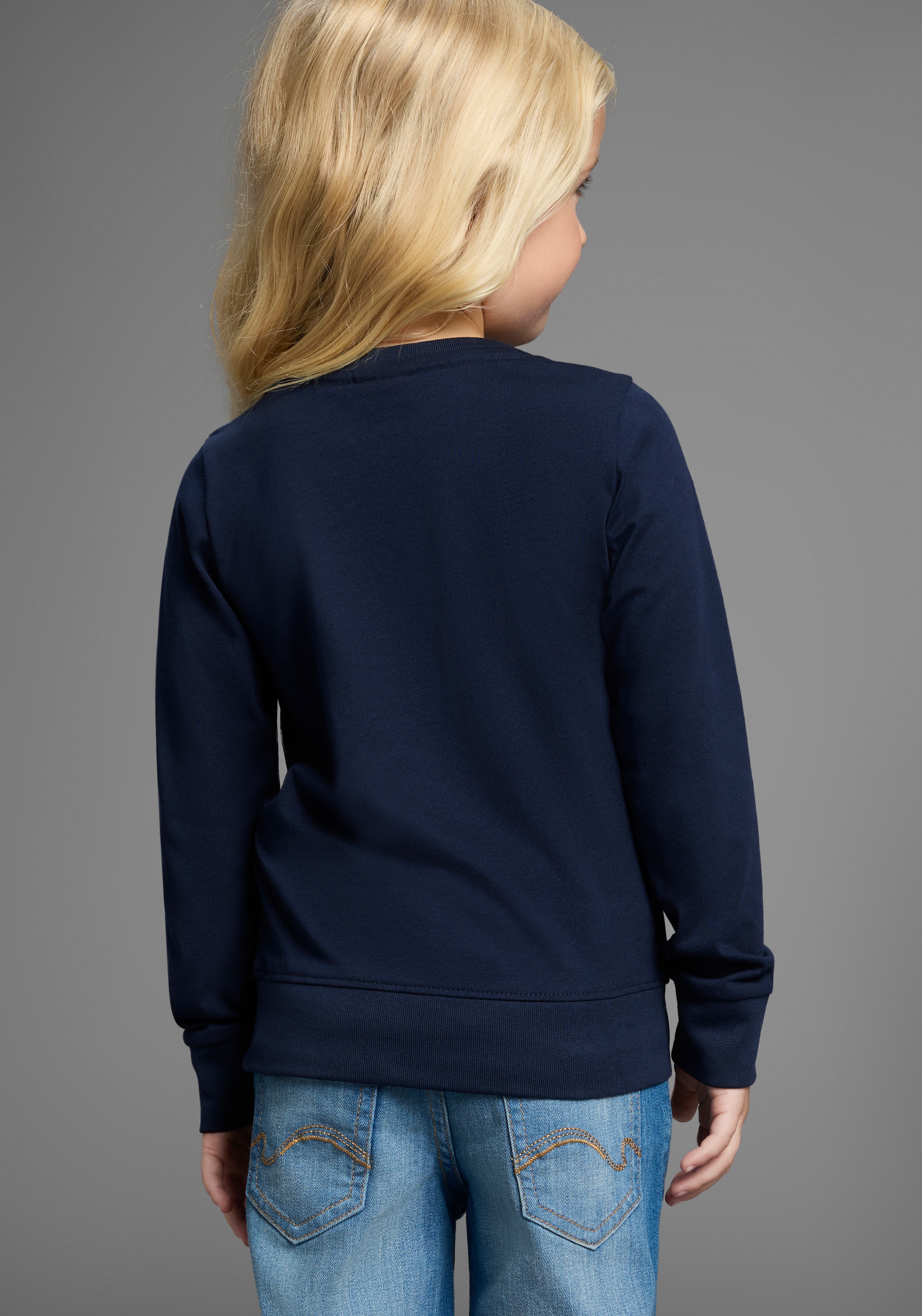 KangaROOS Langarmshirt »mit Einsätzen für kleine Mädchen«, Shirt mit modischen Einsätzen und Logo-Stickerei