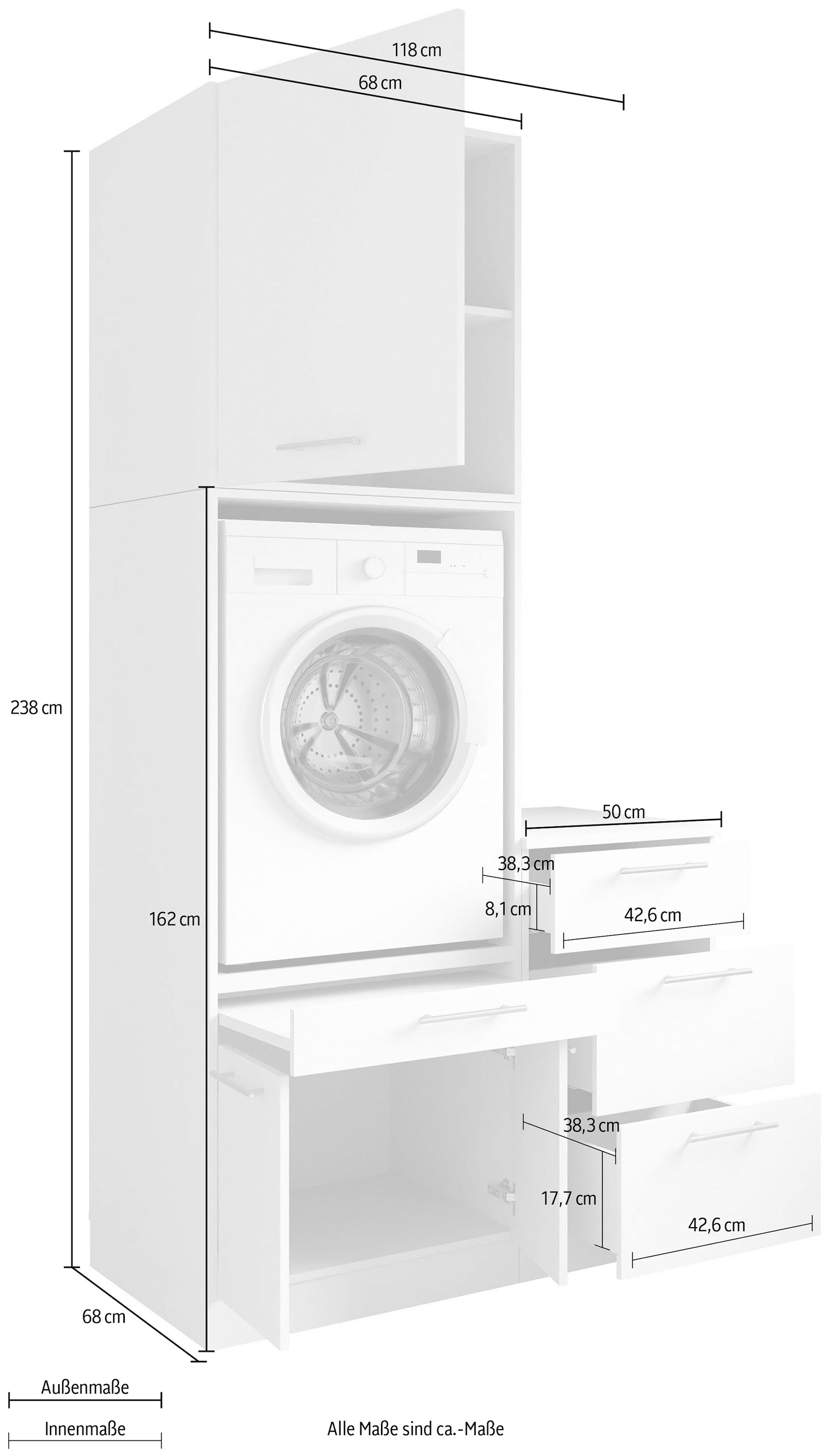 Laundreezy Mehrzweckschrank-Set »Laundreezy, 3-tlg. Mehrzweckschrank-Set B/H/T 118/238/68 cm« 3 Stk. tlg.