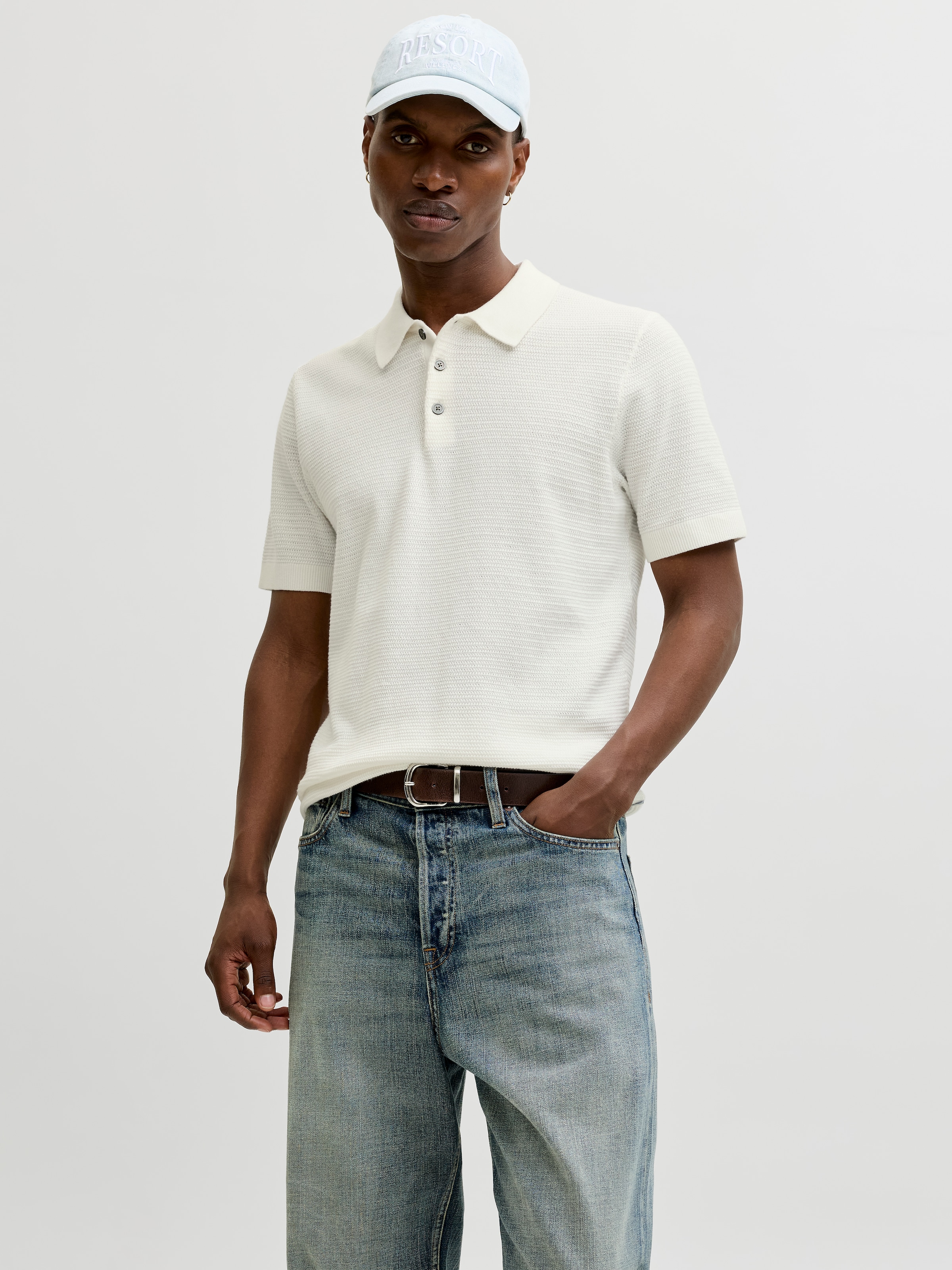 Jack & Jones Polokragenpullover »JPRBLURILEY KNIT POLO SS SN« Baumwolle, regular fit