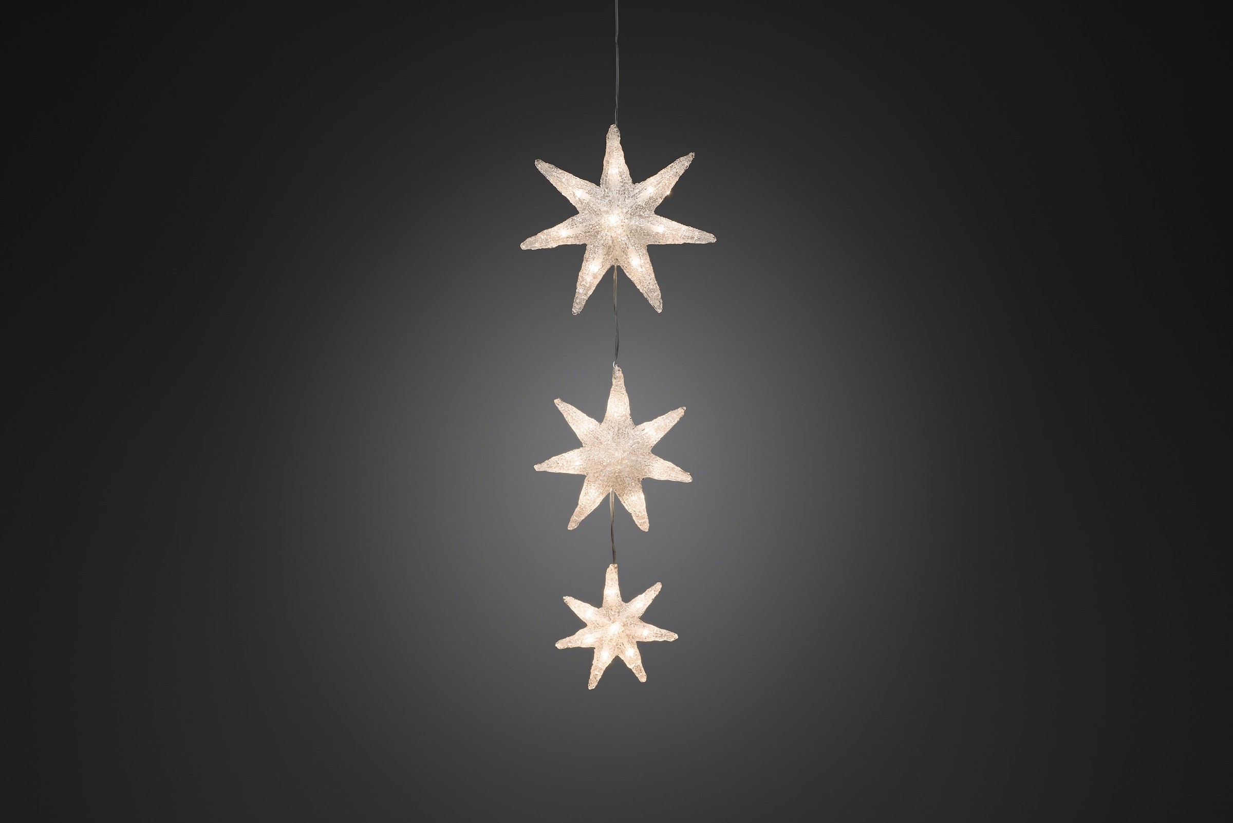 KONSTSMIDE LED-Lichtervorhang »Weihnachtsdeko aussen«, 24 St.-flammig, LED  Lichtervorhang, 3 Acryl Sterne, 24 warm weiße Dioden bei OTTO | Lichtervorhänge
