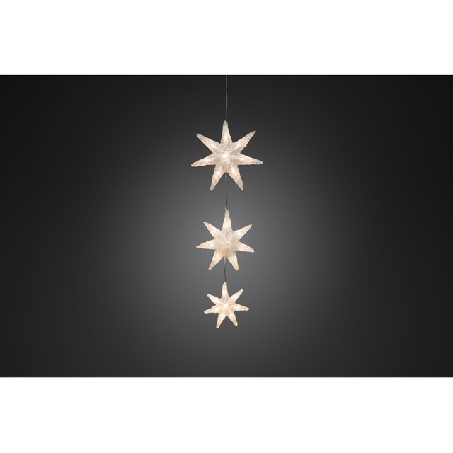 KONSTSMIDE LED-Lichtervorhang »Weihnachtsdeko aussen«, 24 St.-flammig, LED  Lichtervorhang, 3 Acryl Sterne, 24 warm weiße Dioden bei OTTO