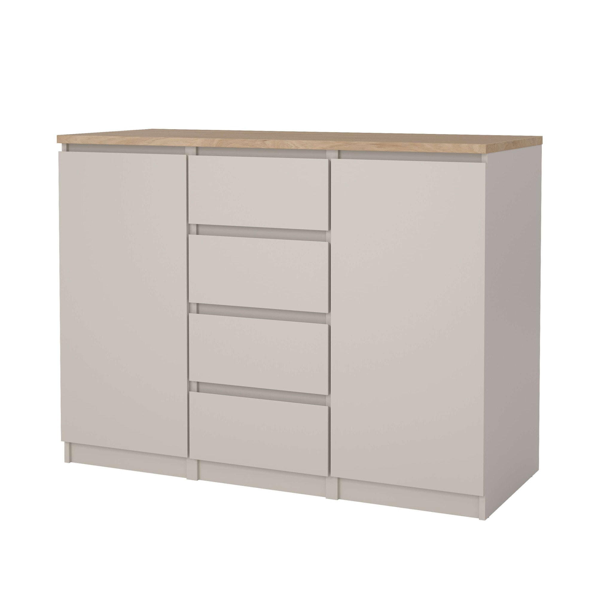 Home affaire Kommode »Naia, Sideboard, 4 Schubladen, 2 Türen, Aufbewahrung, grifflose Front« Mit Einlegeböden, modern, skandinavisches Design, in mehrere Farben