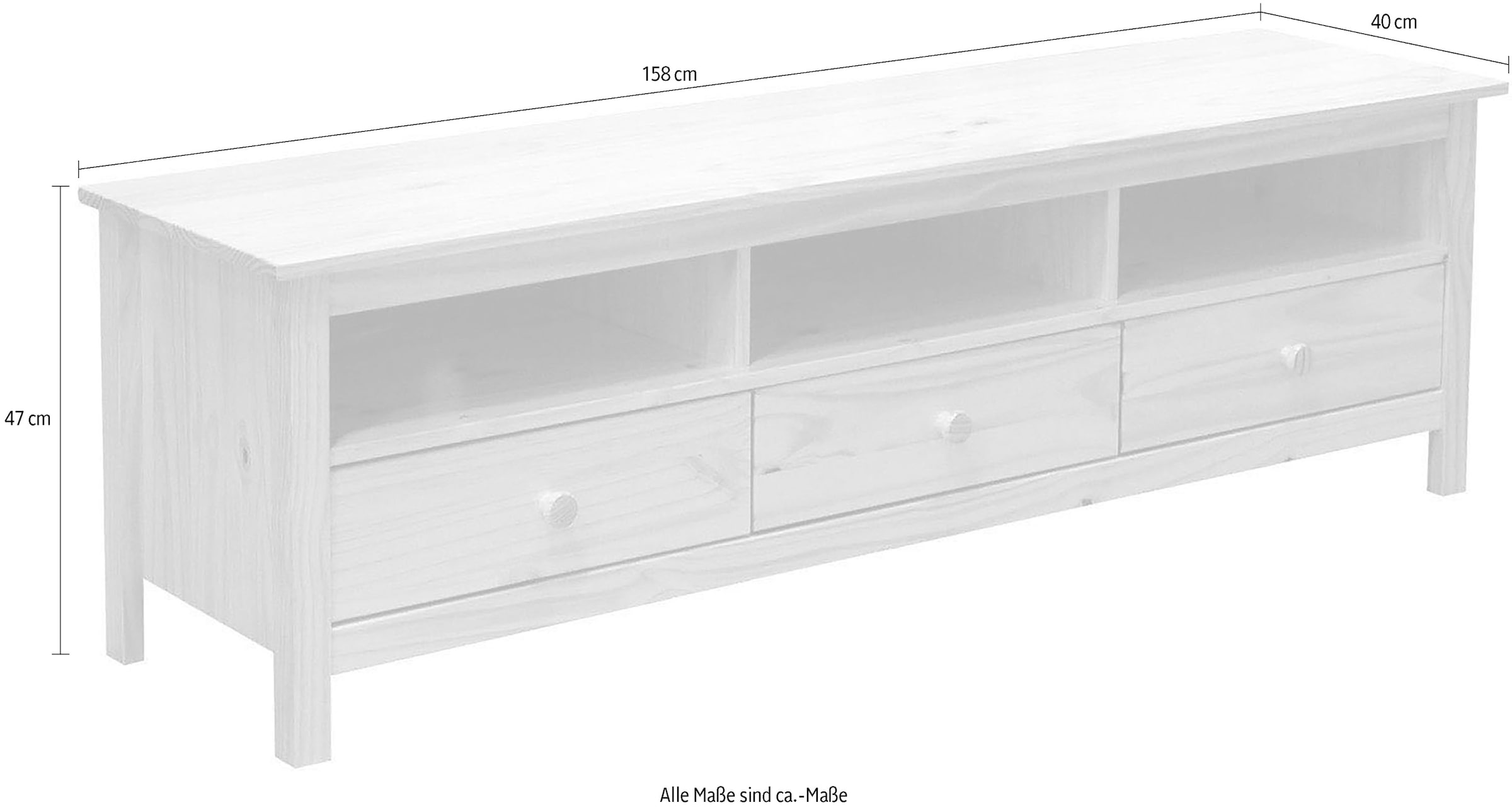 Möbilia Lowboard 1 Stk. tlg. Kommode mit drei Kabeldurchführungen