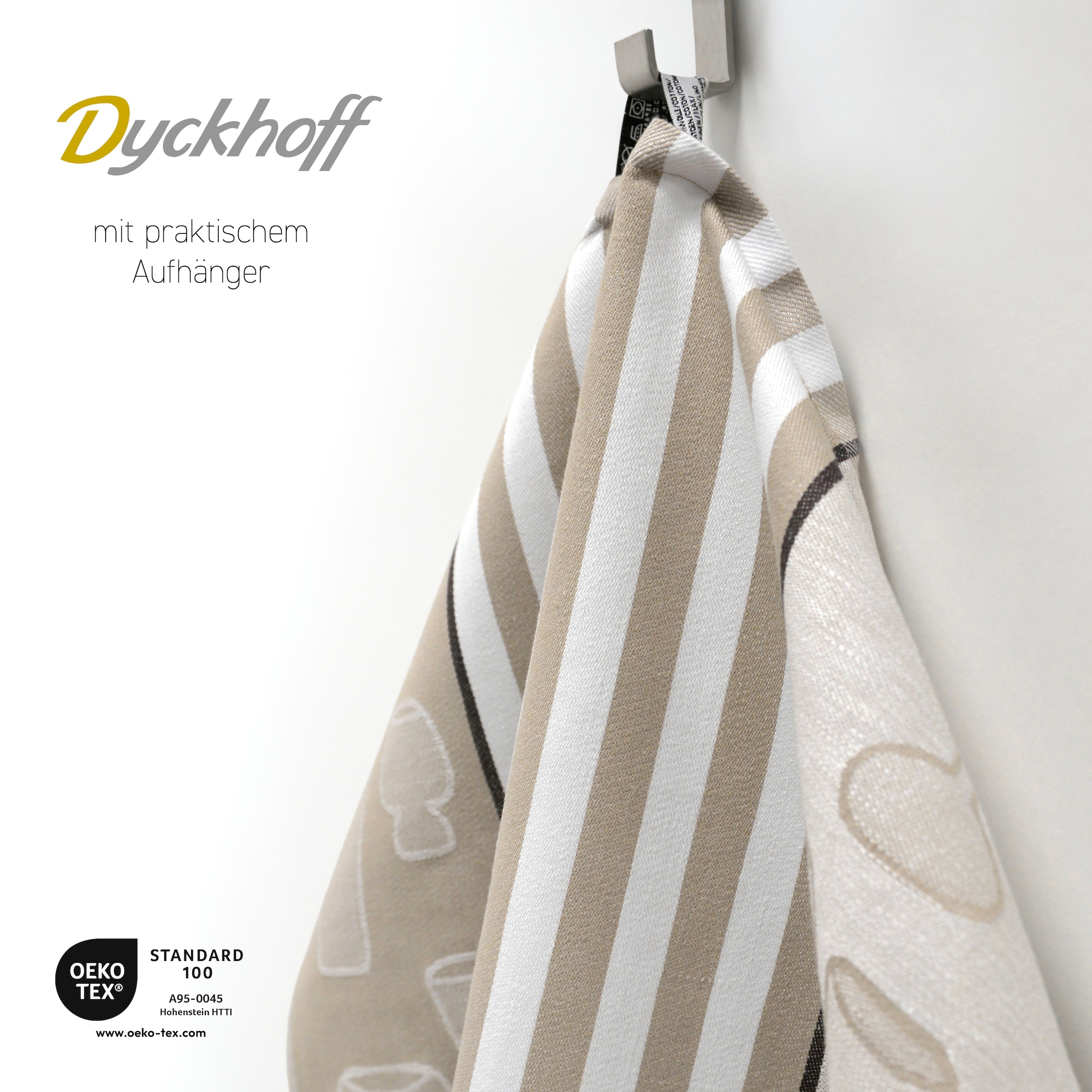Dyckhoff Geschirrtuch »Gläser / Halbleinen«, (Set, 10 tlg.), mit Gläser & Streifen Motiv, Maße je Tuch ca. 50x70 cm