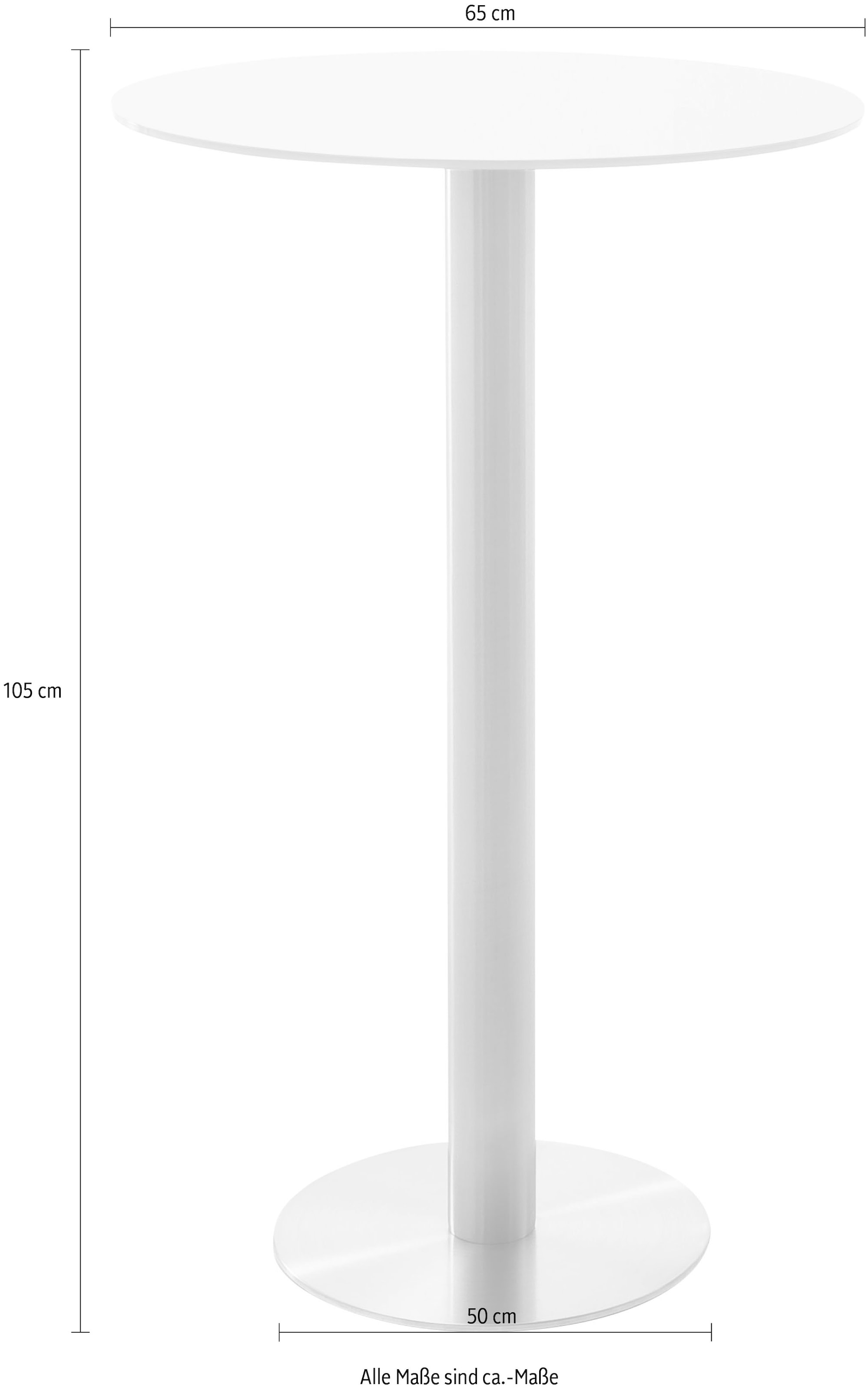 MCA furniture Bartisch »Zarina« Bartisch mit Glaskeramik Tischplatte mit Edelstahl Gestell