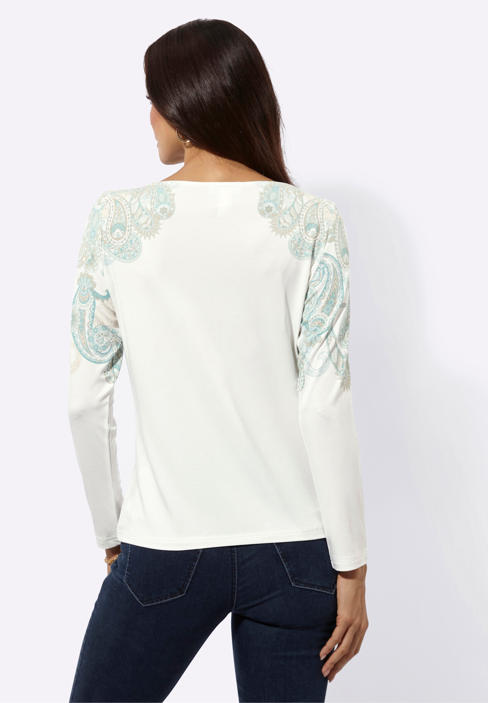 creation L T-Shirt »Druck-Shirt Langarmshirt mit platziertem Paisley-Druck«