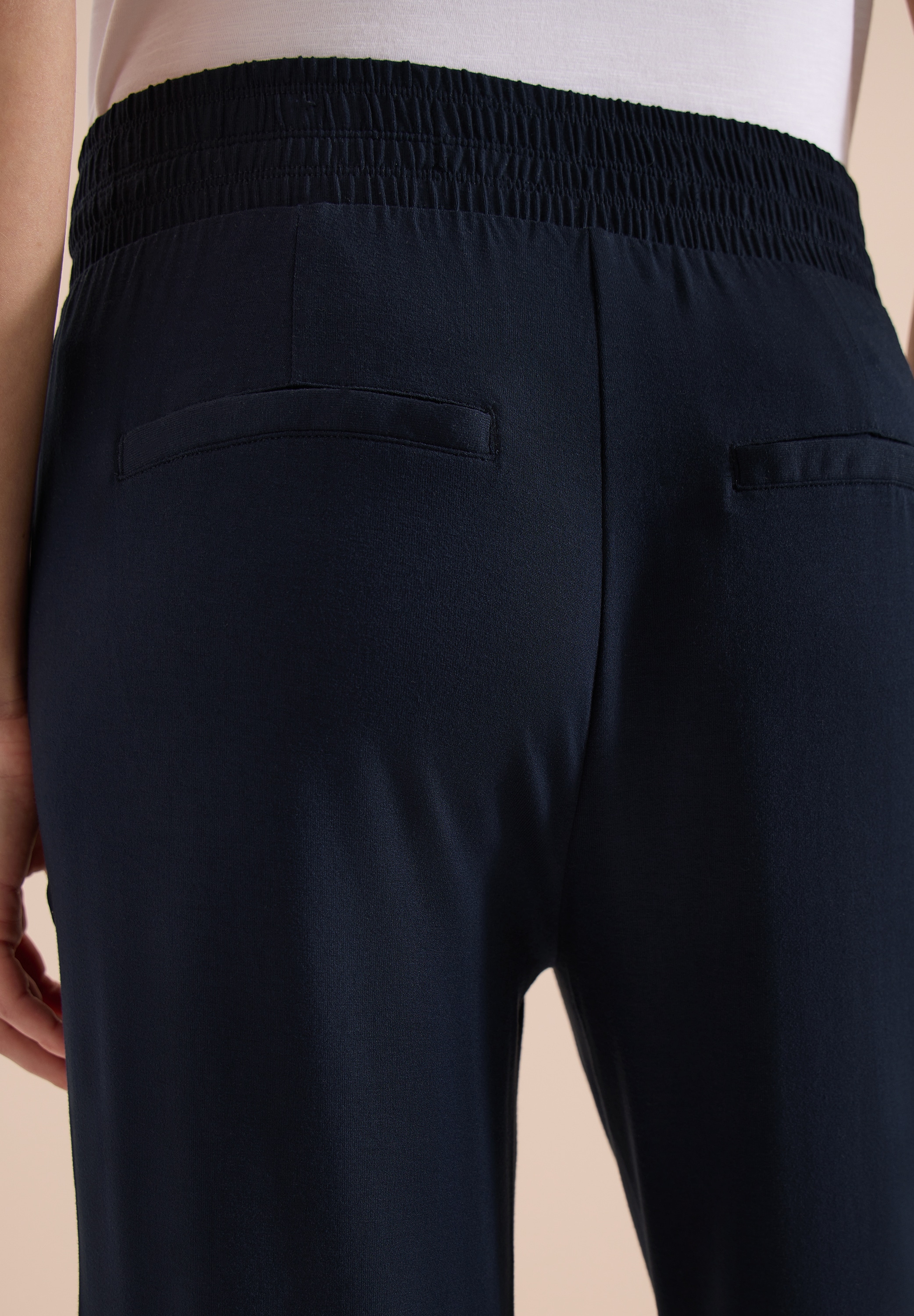 Cecil Jerseyhose  mit elastischem Schlupfbund, High-Waist, Wide Leg