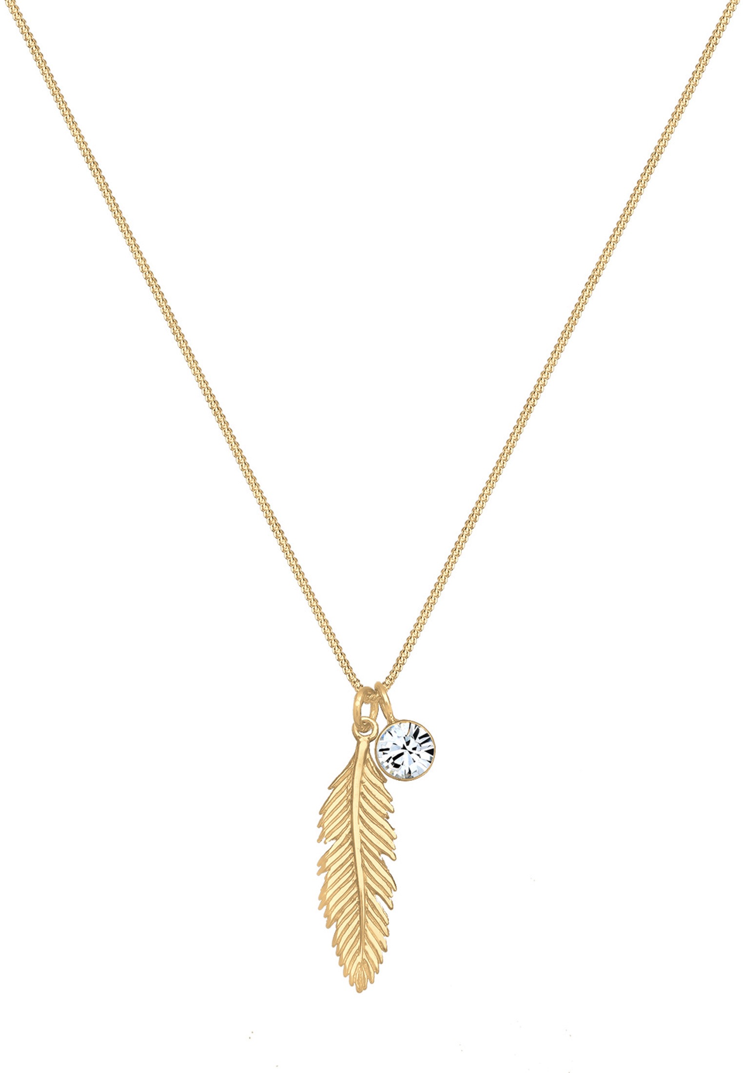 Elli Silberkette »Halskette Feder Boho 925 Silber, mit Kristallen von Swarovski®«