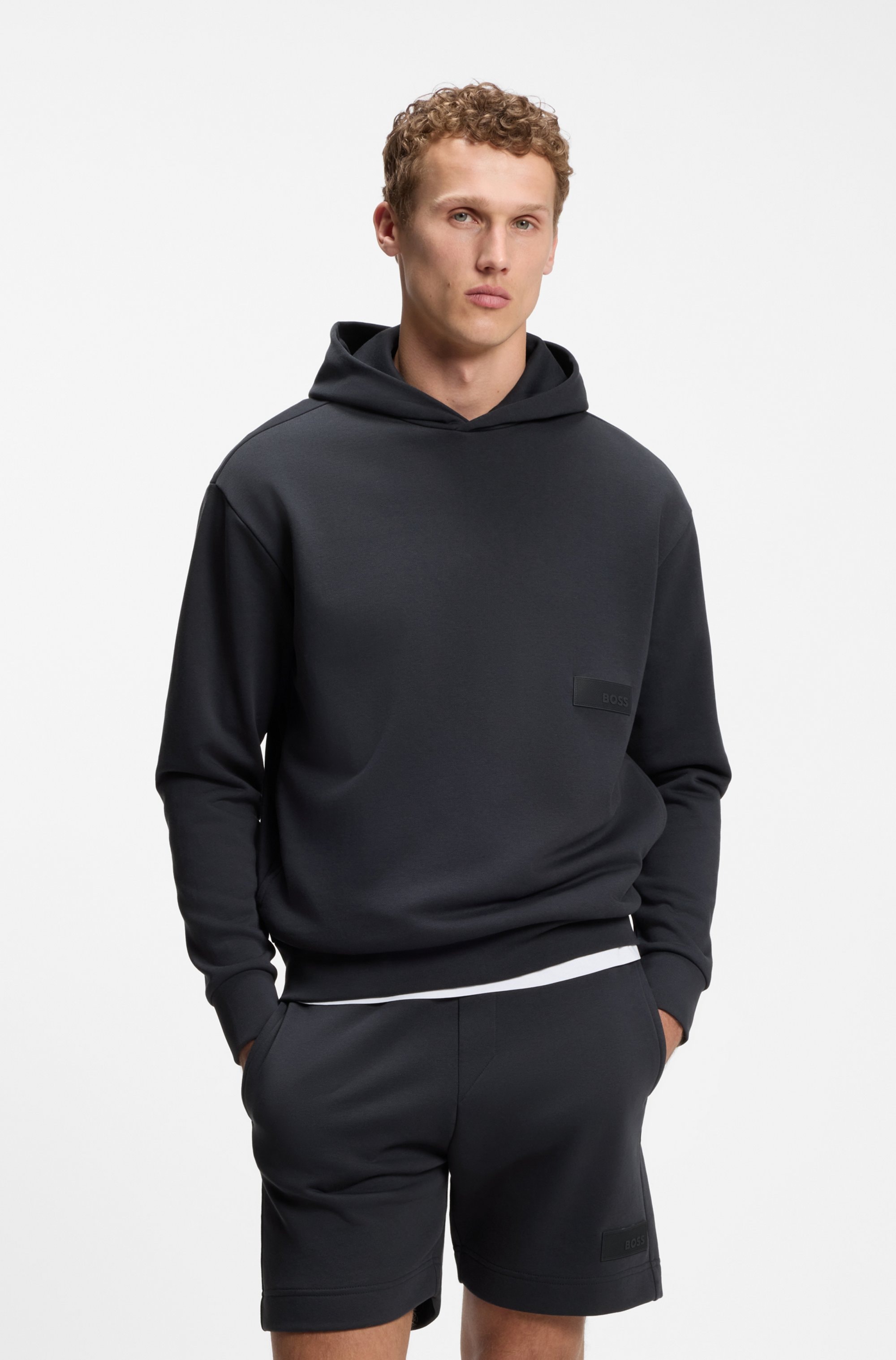 BOSS GREEN Kapuzensweatshirt , Rippbündchen, Relaxed Fit, Baumwollmischung
