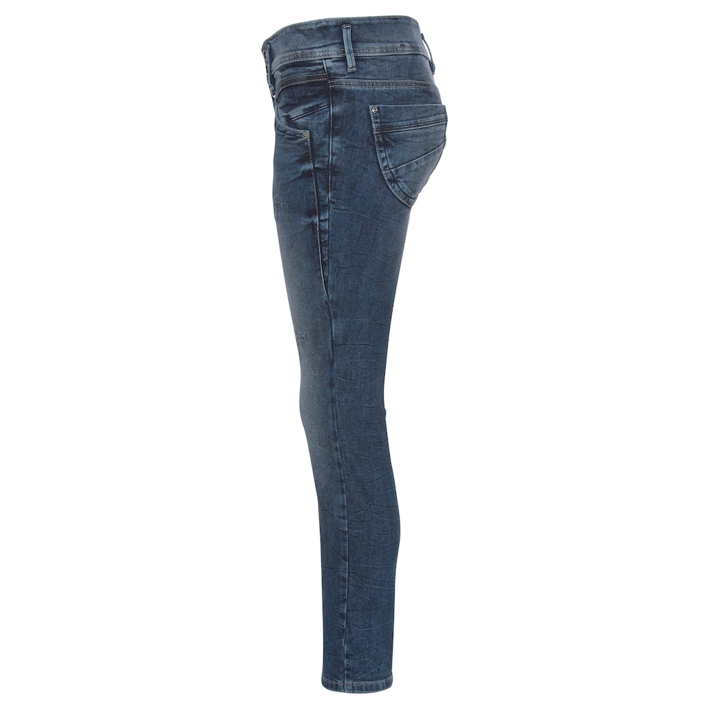 TOM TAILOR Slim-fit-Jeans »Alexa Slim«, mit Knopfleiste und dekorativ gesteppter Passe