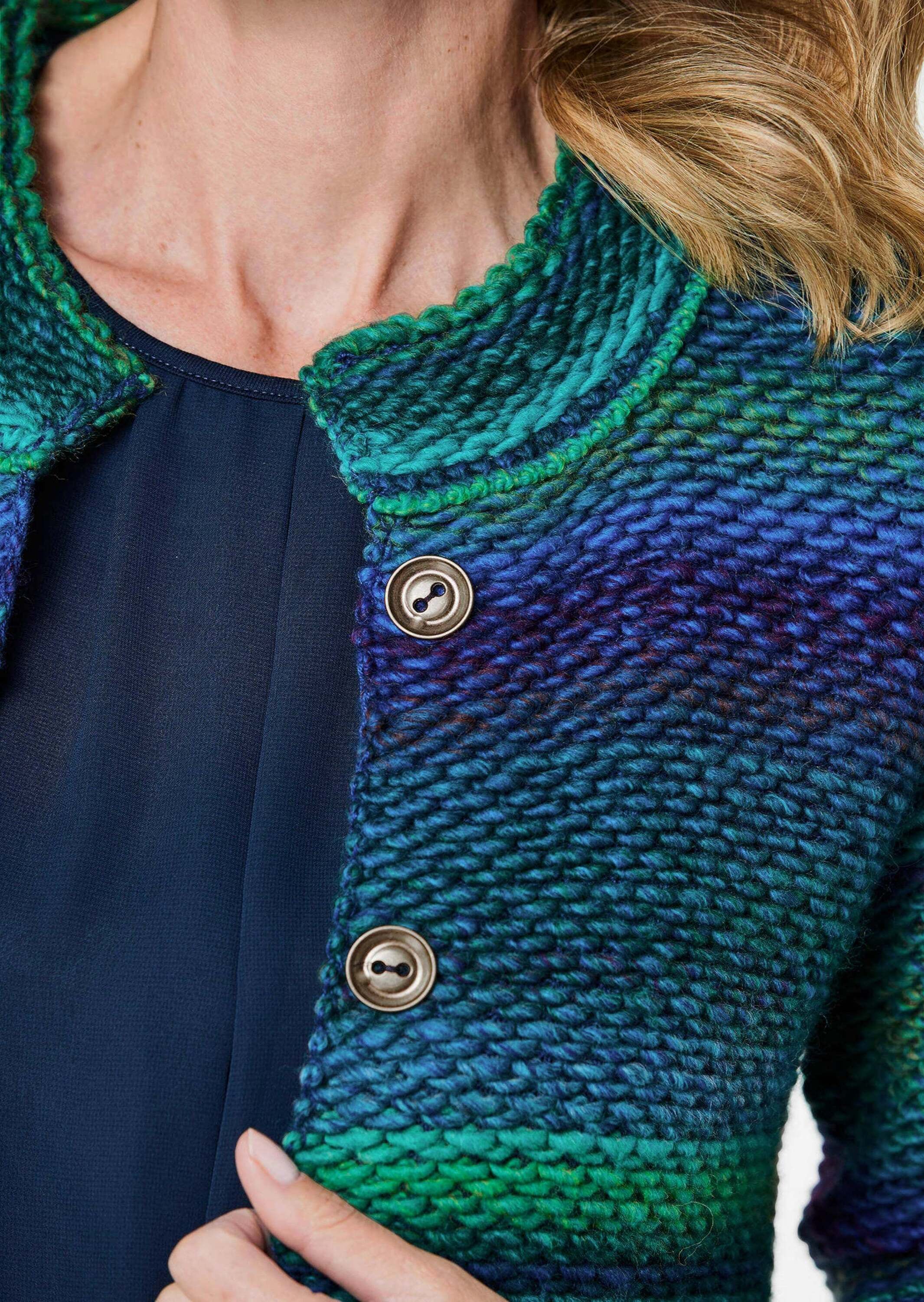 GOLDNER Strickjacke »Kurzgröße Strickjacke mit Multicolor Ringeloptik«