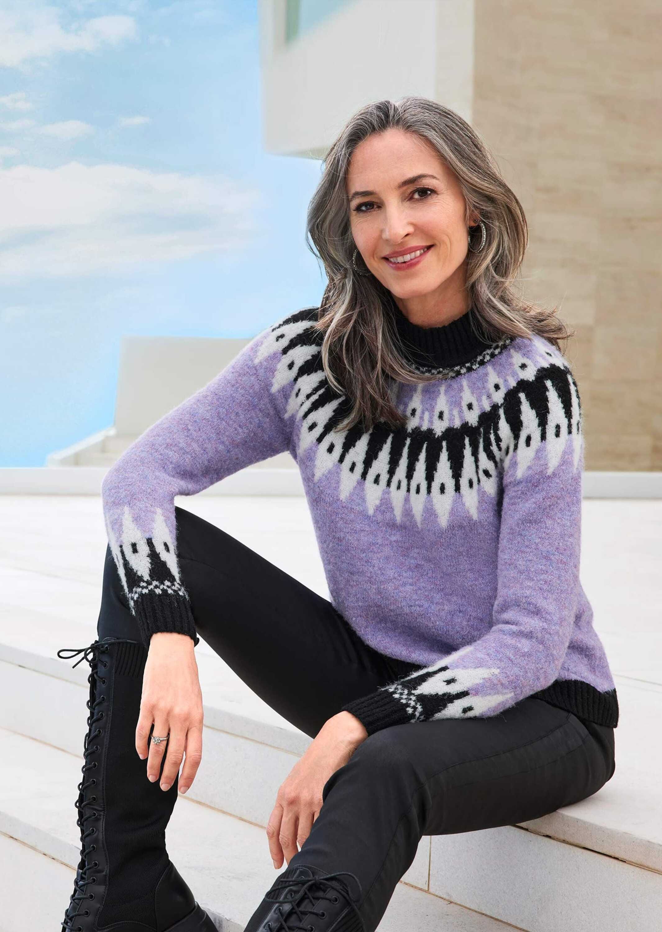 GOLDNER Strickpullover »Kurzgröße Norweger-Pullover mit Schurwolle« Ohne