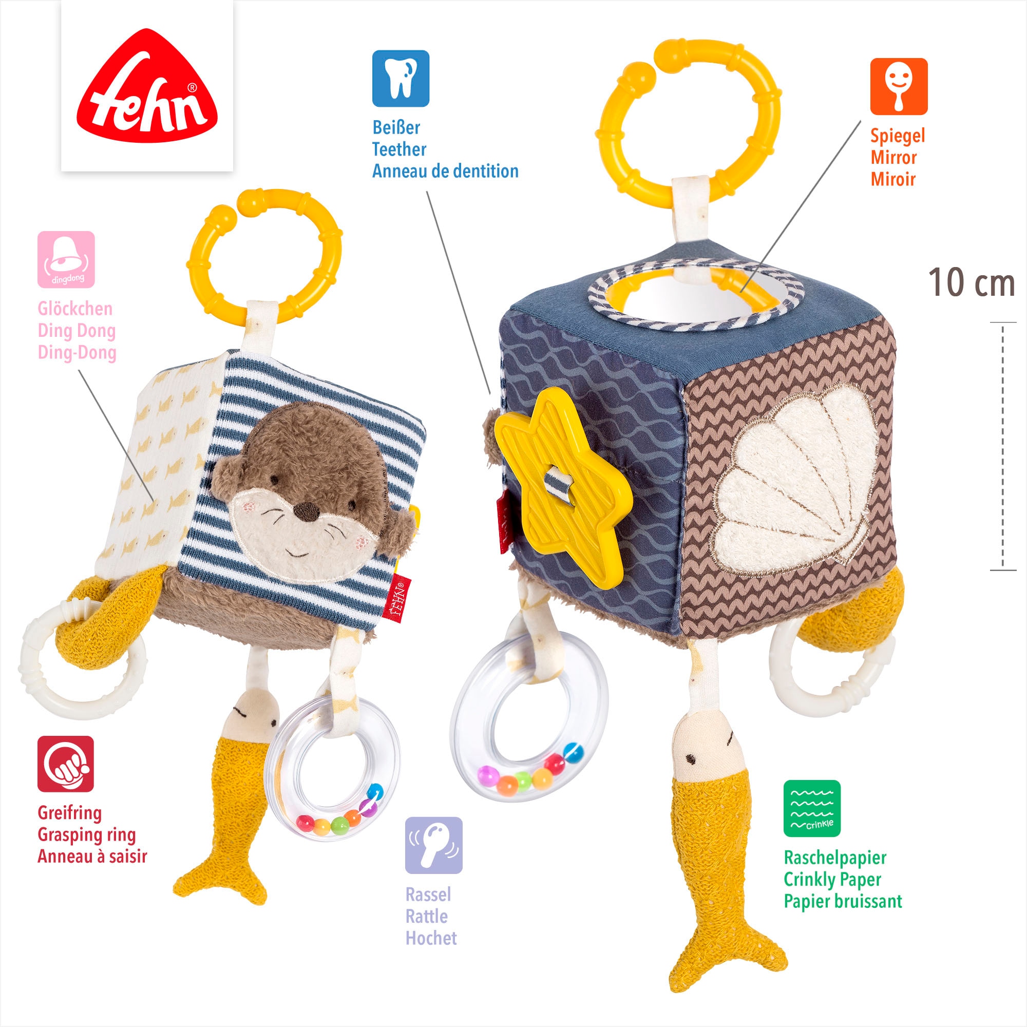 Fehn Greifspielzeug »Otter Theo, Activity-Würfel Otter«, mit Befestigungsring