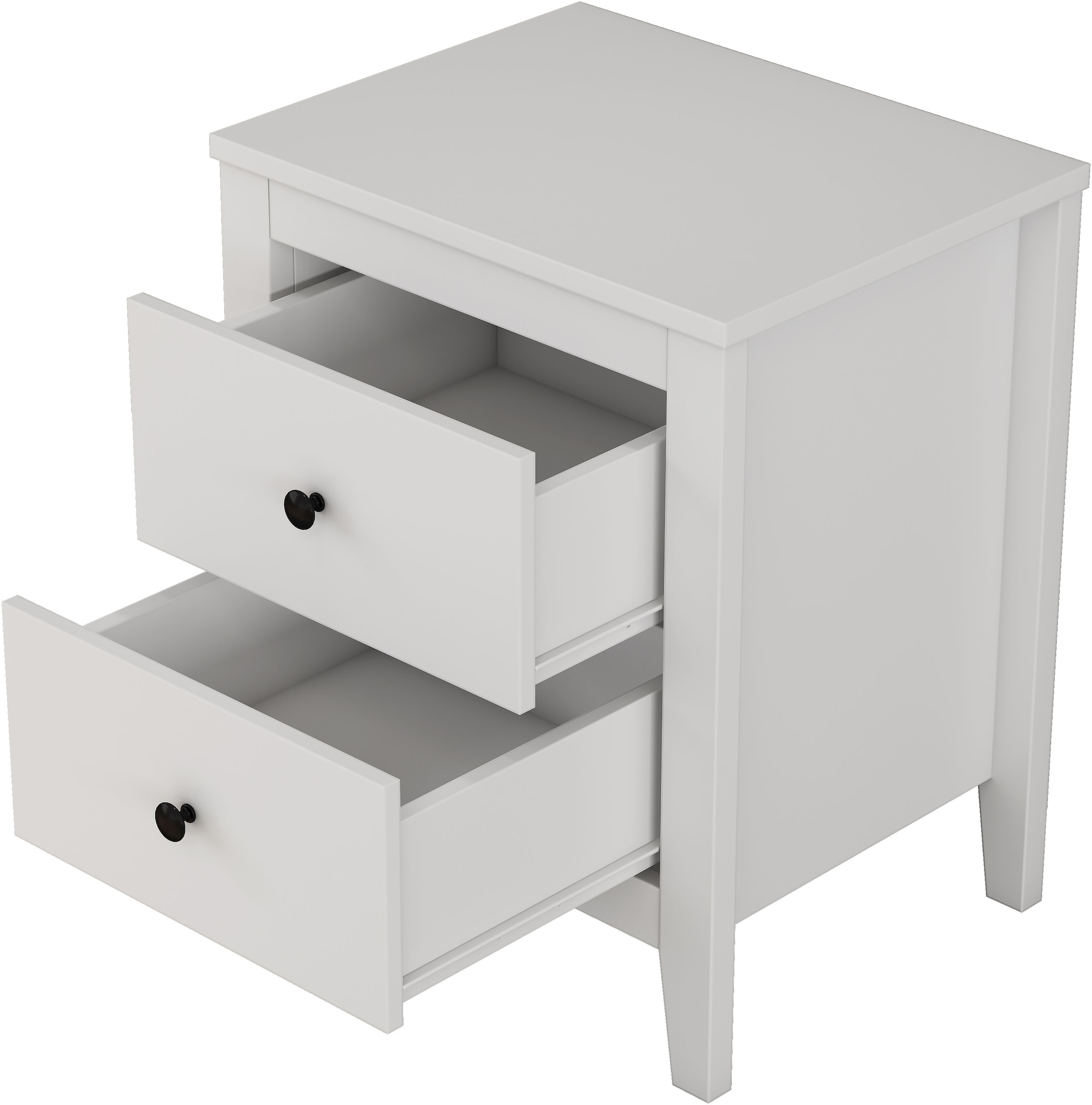 OTTO home Nachtkommode »Borkum Nachttisch Set im Landhaus Design weiß Bestseller« Set, 2 Schränke im Set, schwarze Griffe aus Metall, 