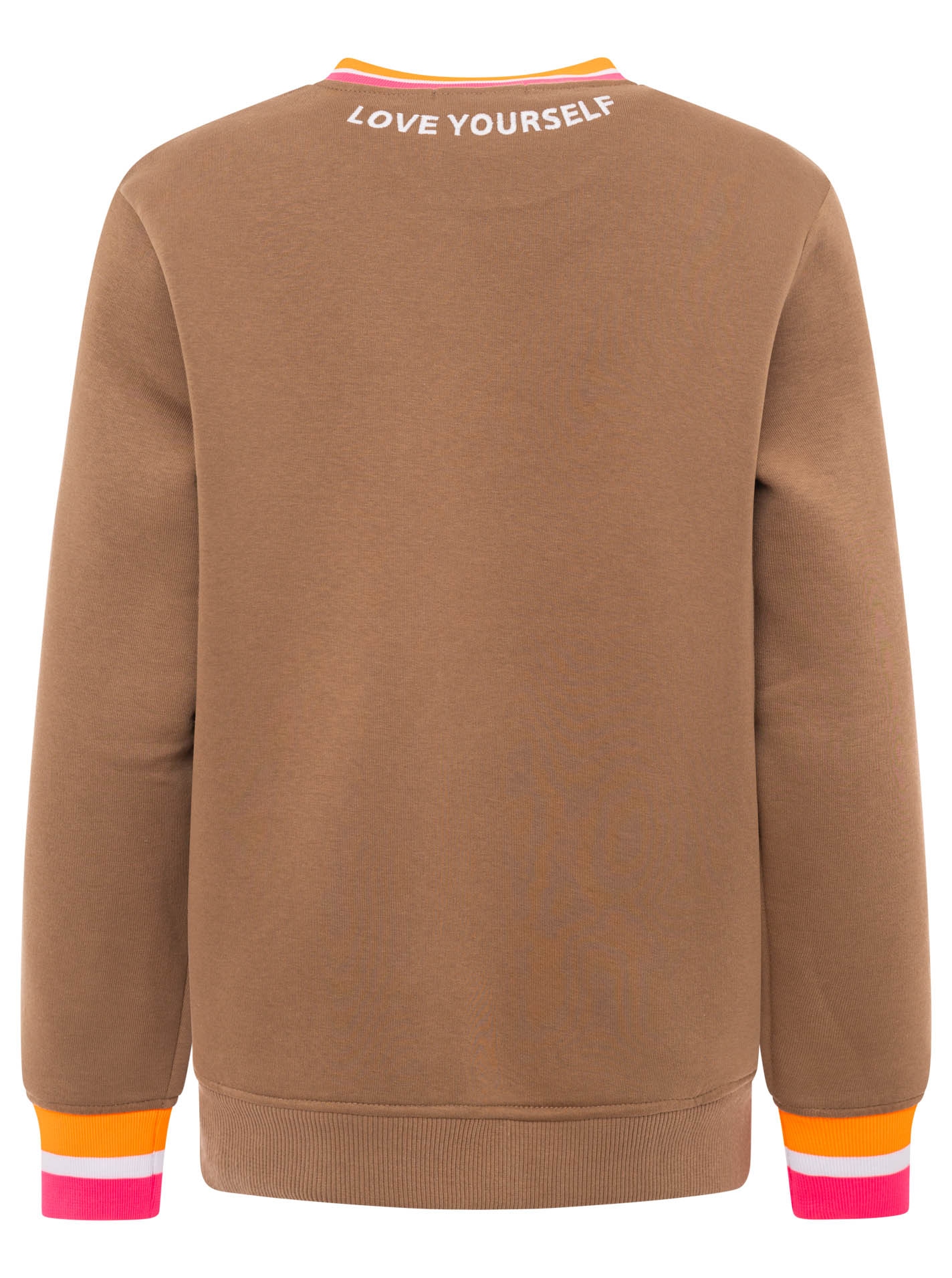 Zwillingsherz Hoodie »"Love Yourself"«, Rundhals, gestreifte Neon-Bündchen, gestickter Schriftzug
