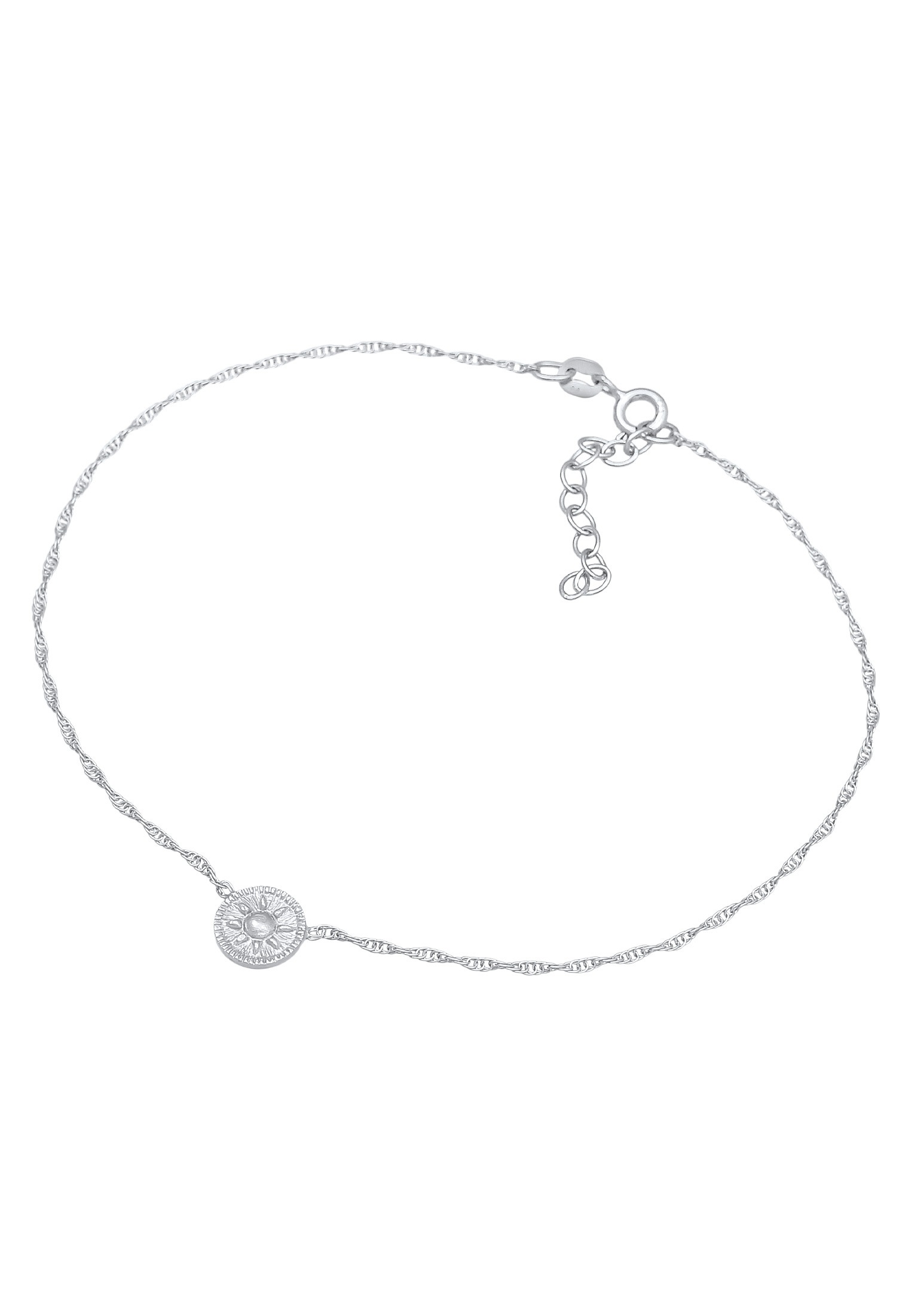 Elli Fußkette »Fußschmuck Sonne Coin Kordelkette 925 Silber«