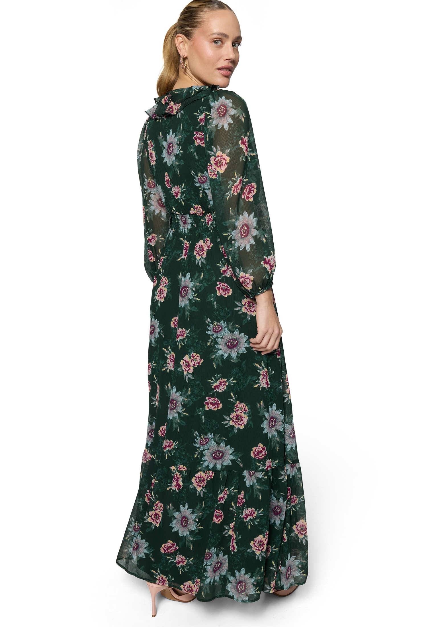 Zero Chiffonkleid »Maxikleid langarm mit Blumen«