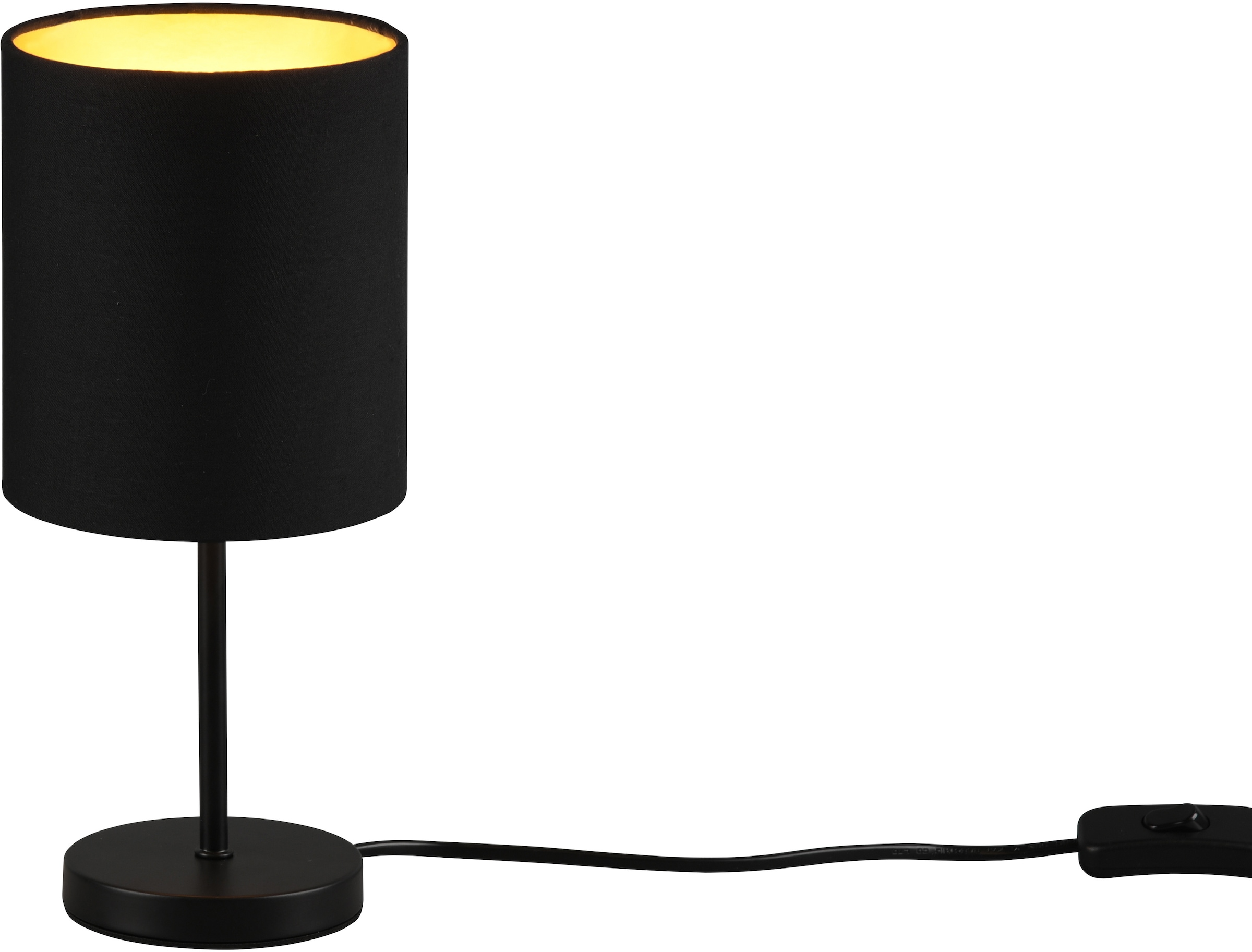 TRIO Leuchten Tischleuchte »Jerry«, 1 flammig-flammig, 2er-Set Tischlampe,  Stoffschirm in schwarz/gold, Schnurschalter kaufen online bei OTTO