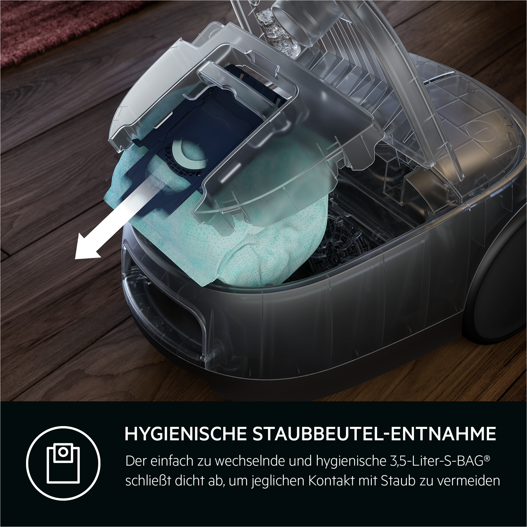 AEG Bodenstaubsauger »HYGIENIC 6000 (AB61H6SW)« 850 W mit Beutel hohe Saugleistung, inkl. Zusatzdüsen, 50 % Recyclingkunststoff