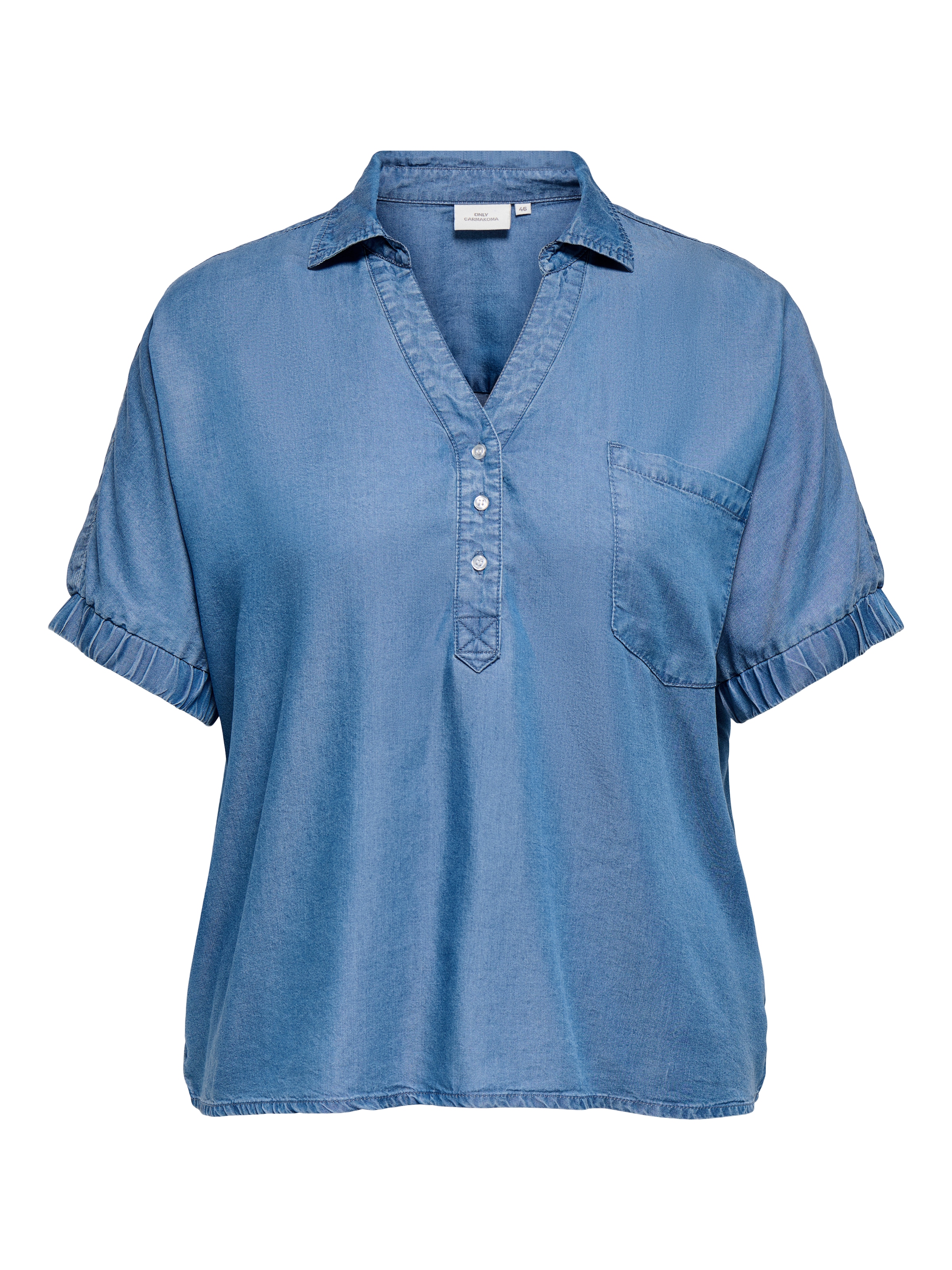 ONLY CARMAKOMA Jeansbluse »CARCHARIS LIFE CAP SLEEVE SHIRT PNT« im Denim Look, loose fit, elastische Ärmelbündchen