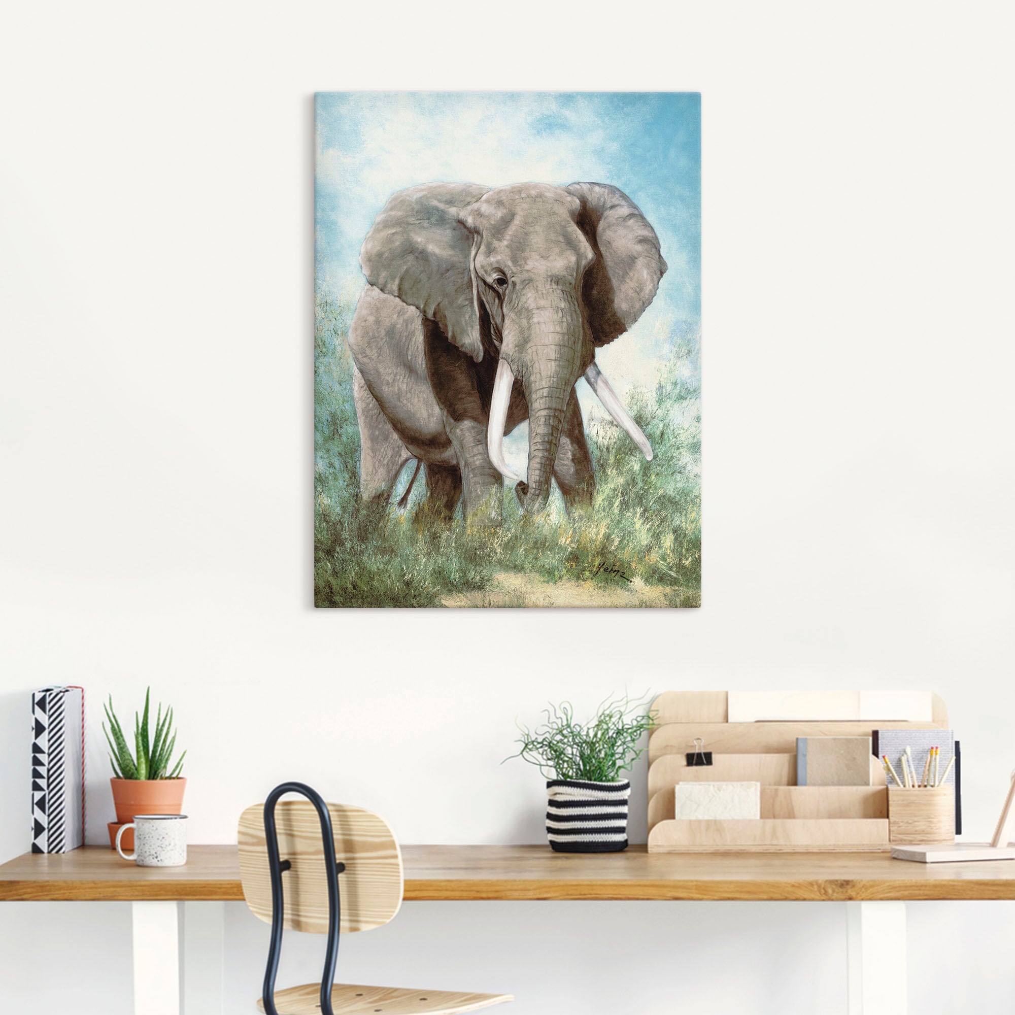 Artland Leinwandbild »Elefant«, Wildtiere, (1 St.), auf Keilrahmen gespannt