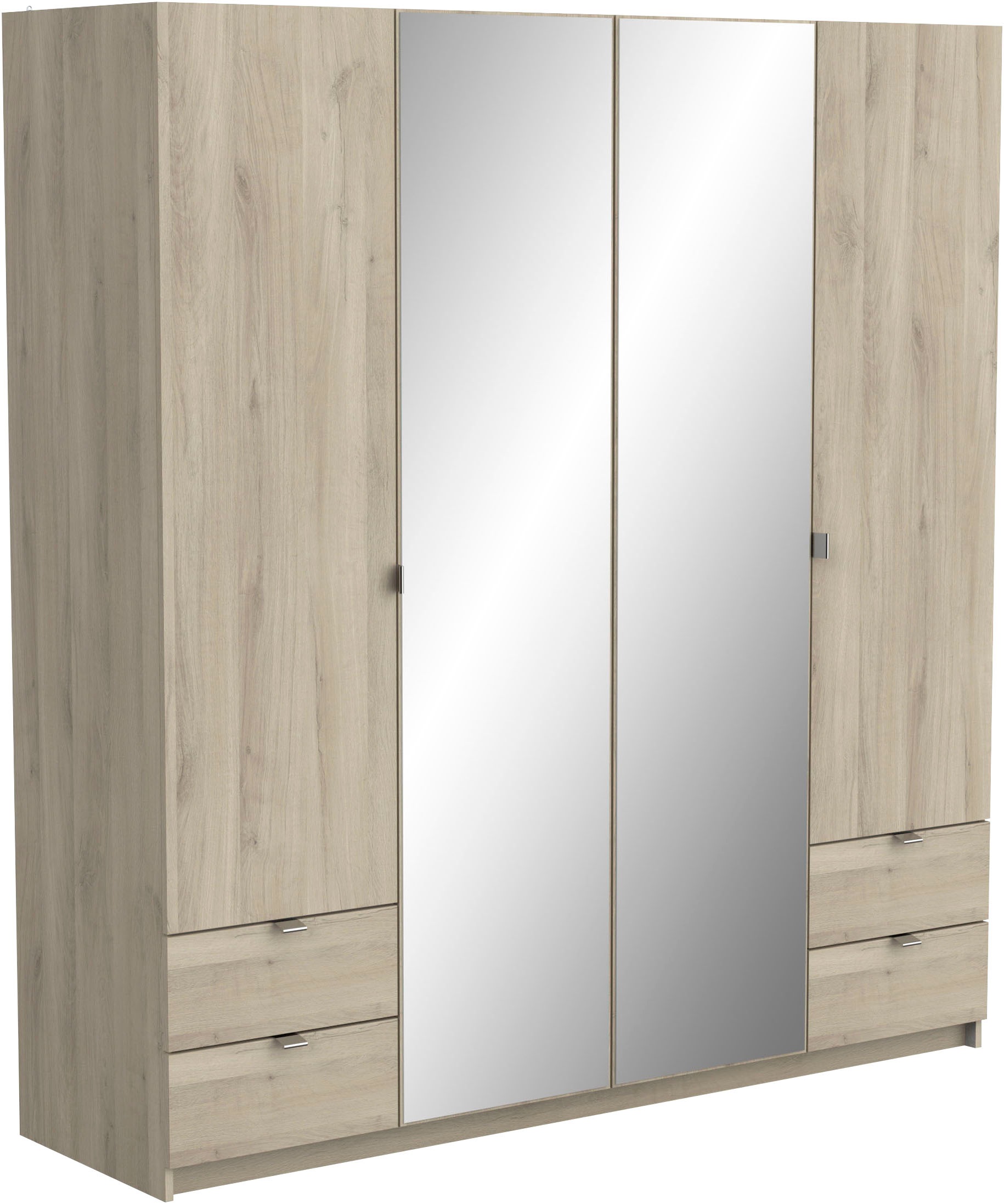 Demeyere GROUP Kleiderschrank »Mellie, 2 Spiegel, 4 Schubladen, 36 Regale, 2 Kleiderstangen« H/B/ T ca. 191/180/52cm,  maximaler Stauraum, Made in France