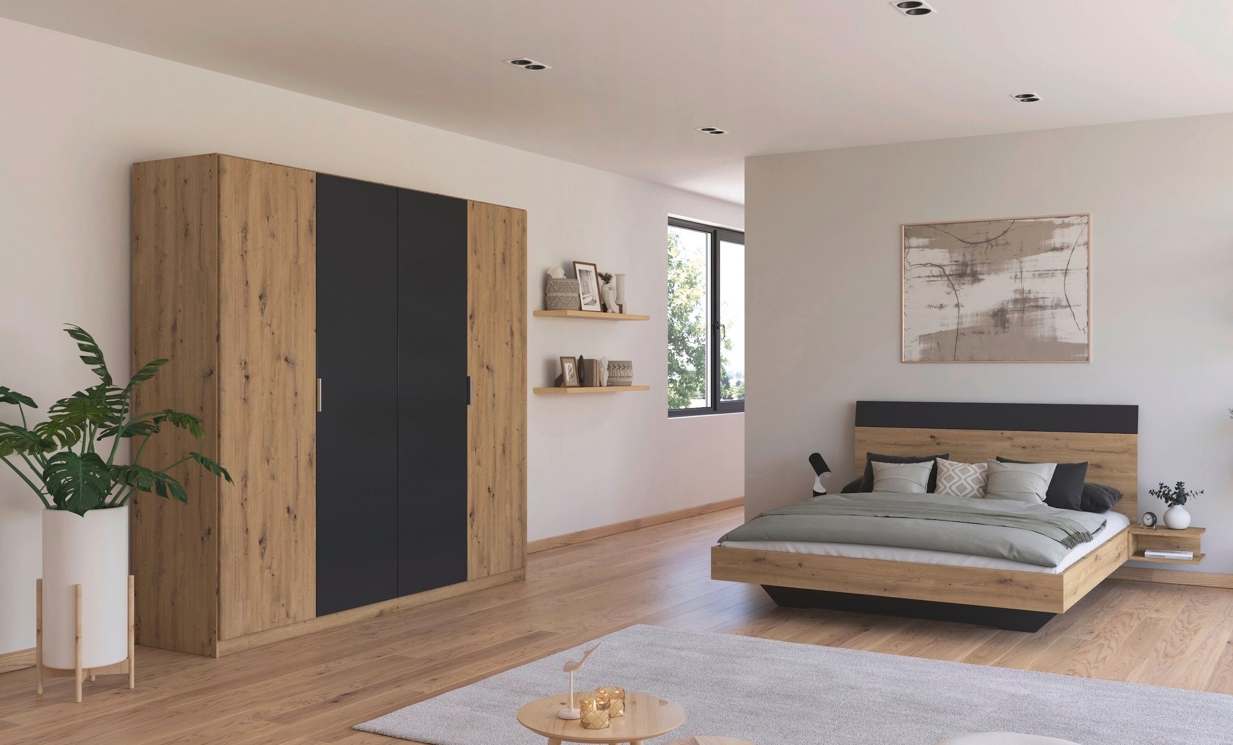 rauch Schlafzimmer-Set »Monza« mit Drehtürenschrank Breite 226 cm, Bettanlage in 2 Breiten