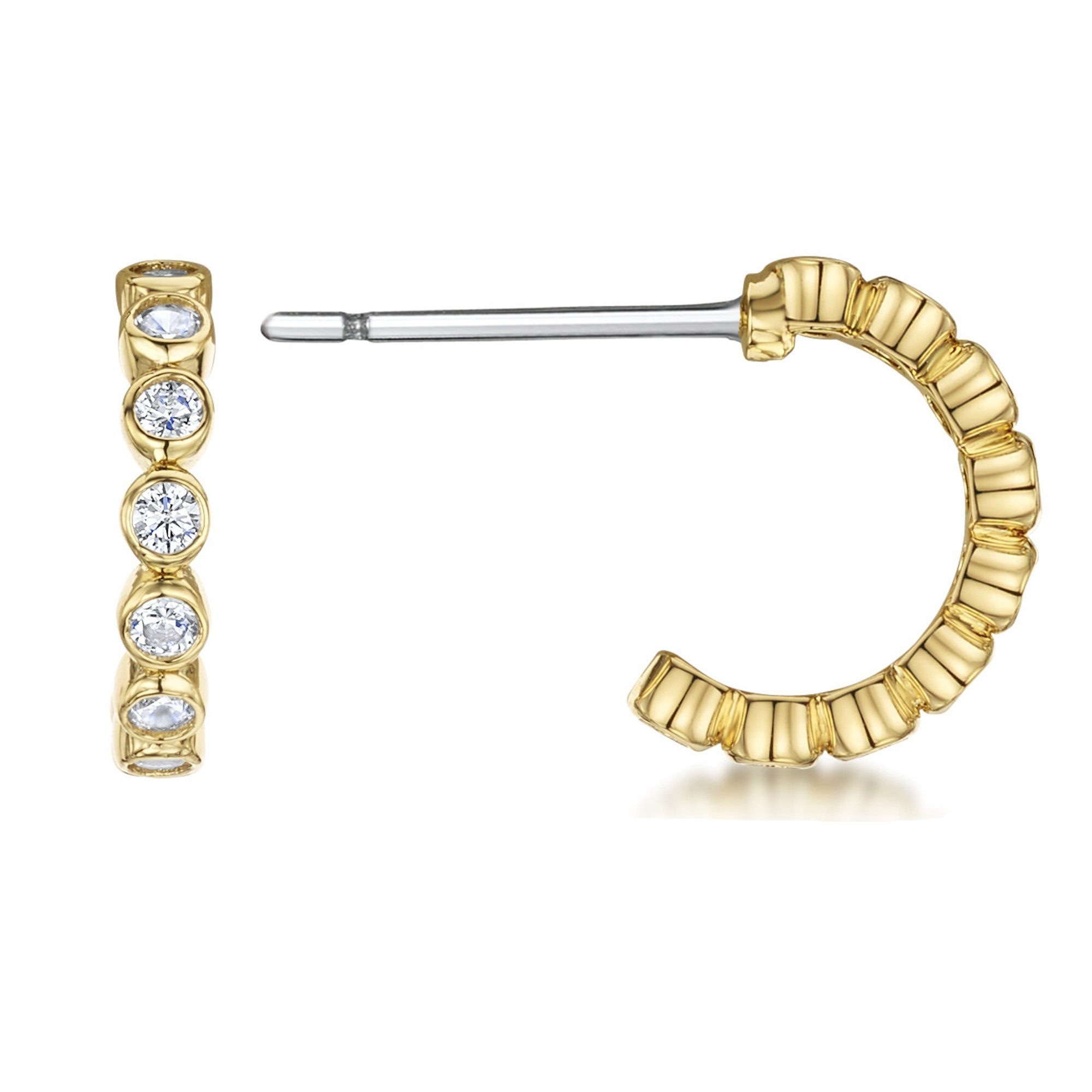 Buckley London Paar Creolen »Damenhalbcreole goldfarben mit Zirkonia«, Creolen