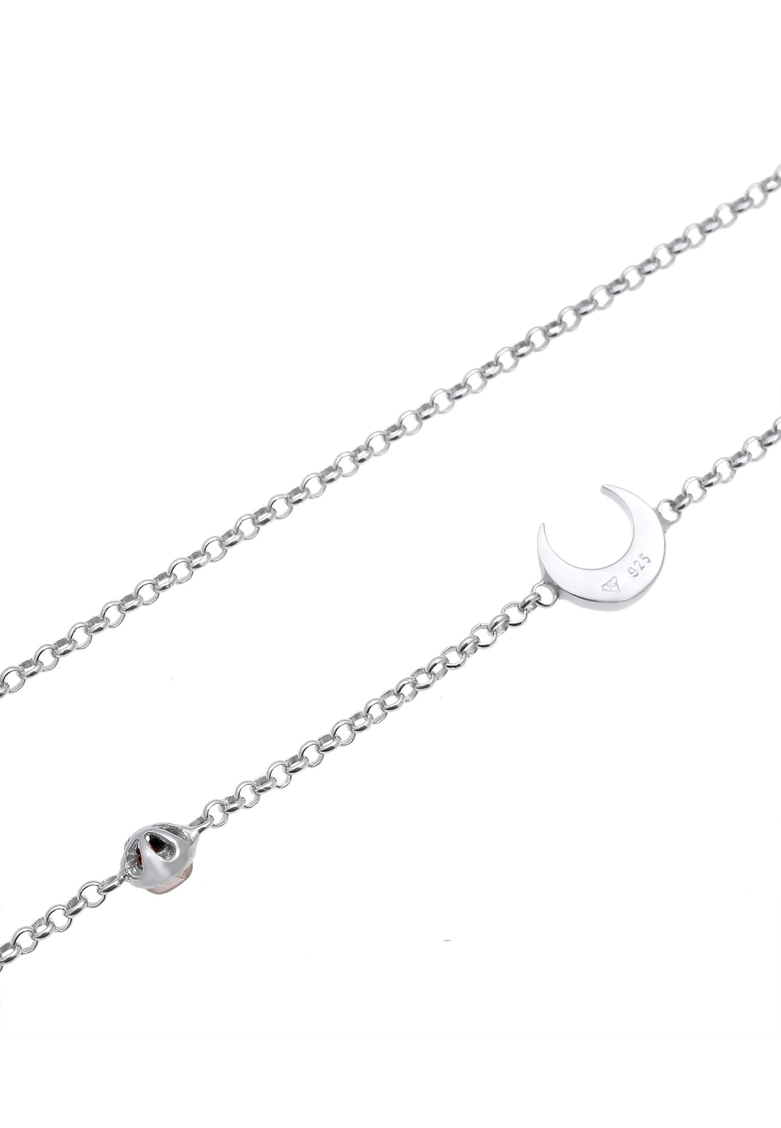 Elli Silberkette »Halskette Halbmond Astro Mondstein 925 Silber«