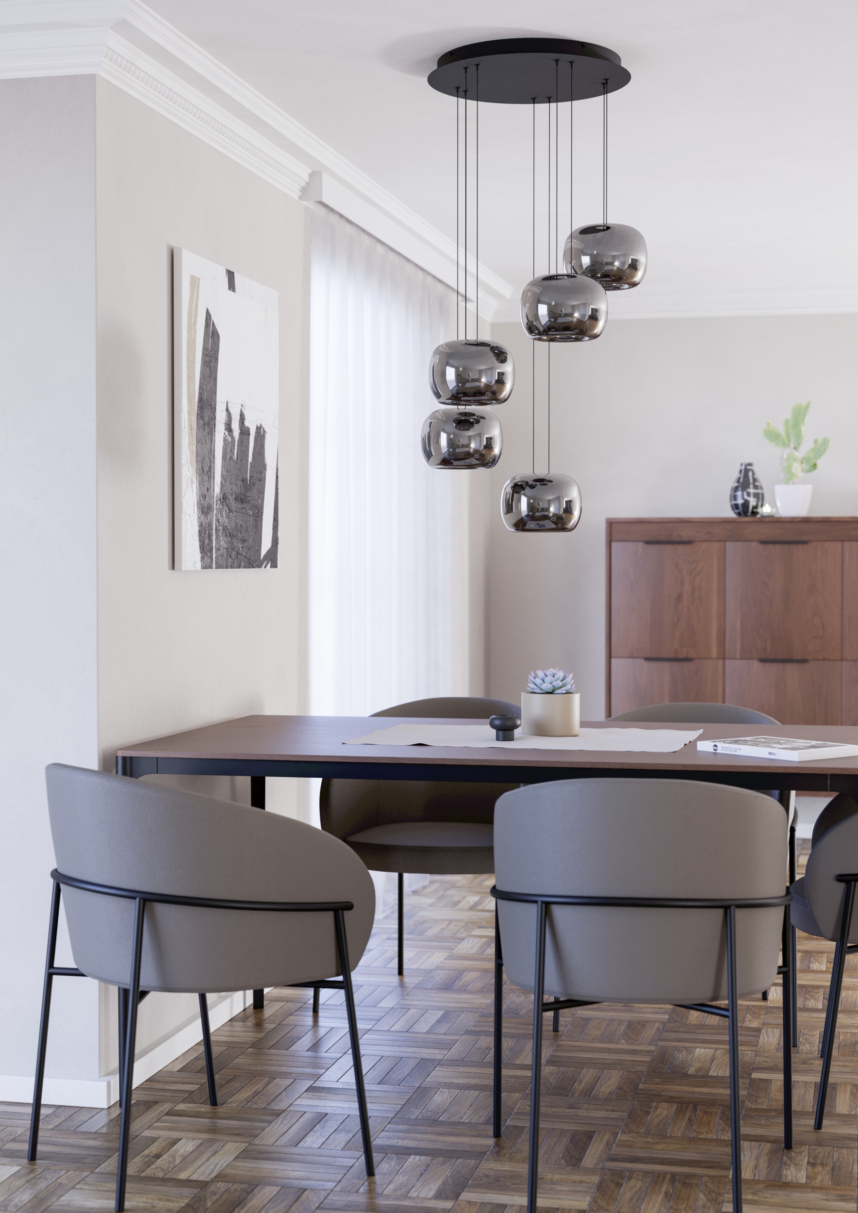 EGLO Hängeleuchte »HORTUNAS Pendellampe - Stahl - LED - 5X5,8W - IP20« LED-Modul 1 Stk. Warmweiß Hängelampe, Deckenlampe, Wohnzimmer, Esszimmer, H150 x Ø50 cm