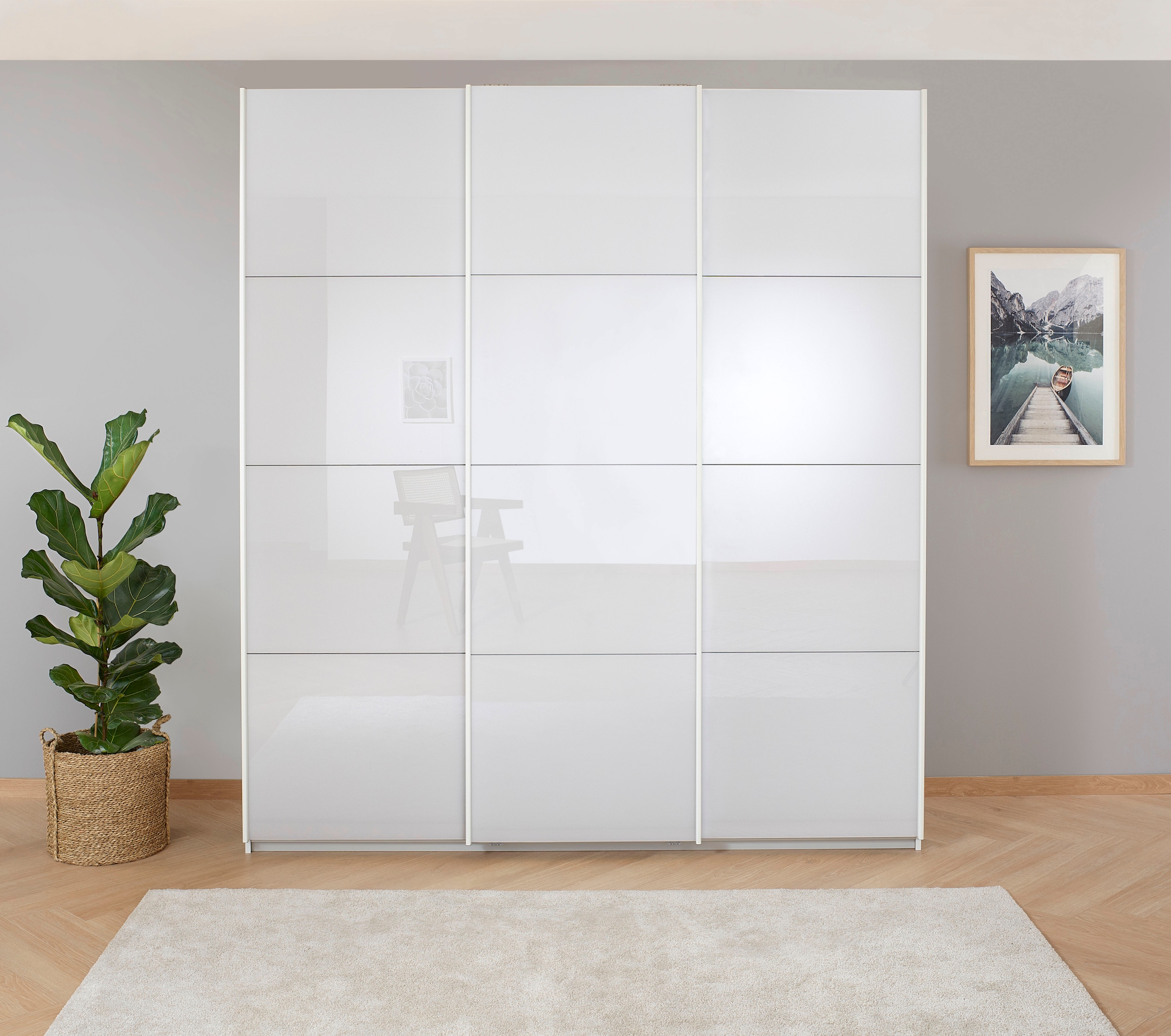 rauch Schwebetürenschrank »Kleiderschrank Schrank Garderobe KOLUNA mit hochwertiger Glasfront« 3 Ausstattungen BASIC/CLASSIC/PREMIUM (inkl. SOFT-CLOSE-FUNKTION),  Breiten 203/271/315/360 cm Höhen 210/229 cm MADE IN GERMANY