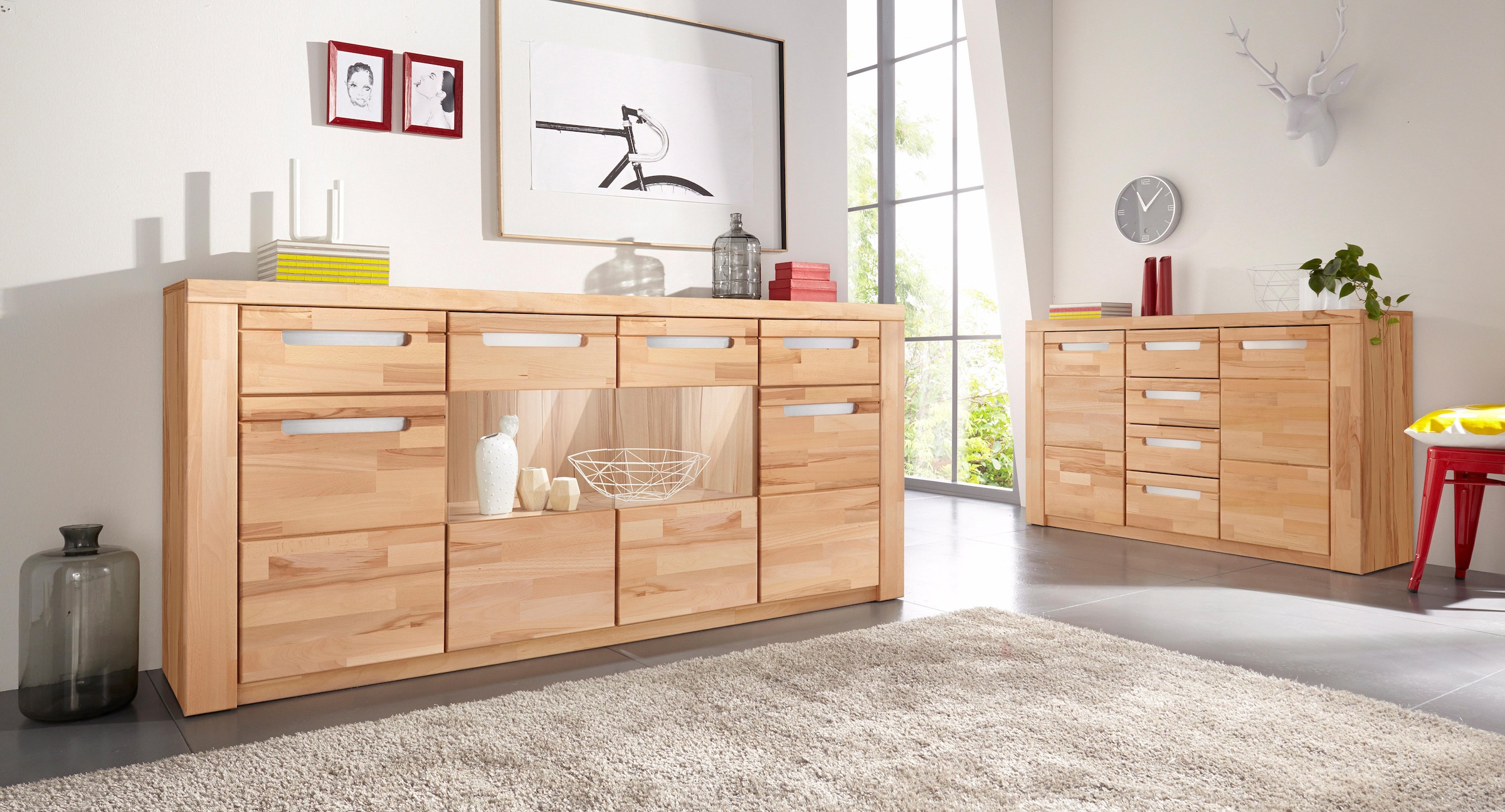 Home affaire Sideboard »Kolding«, Breite 200 cm mit 2 Glastüren und 2 Holztüren