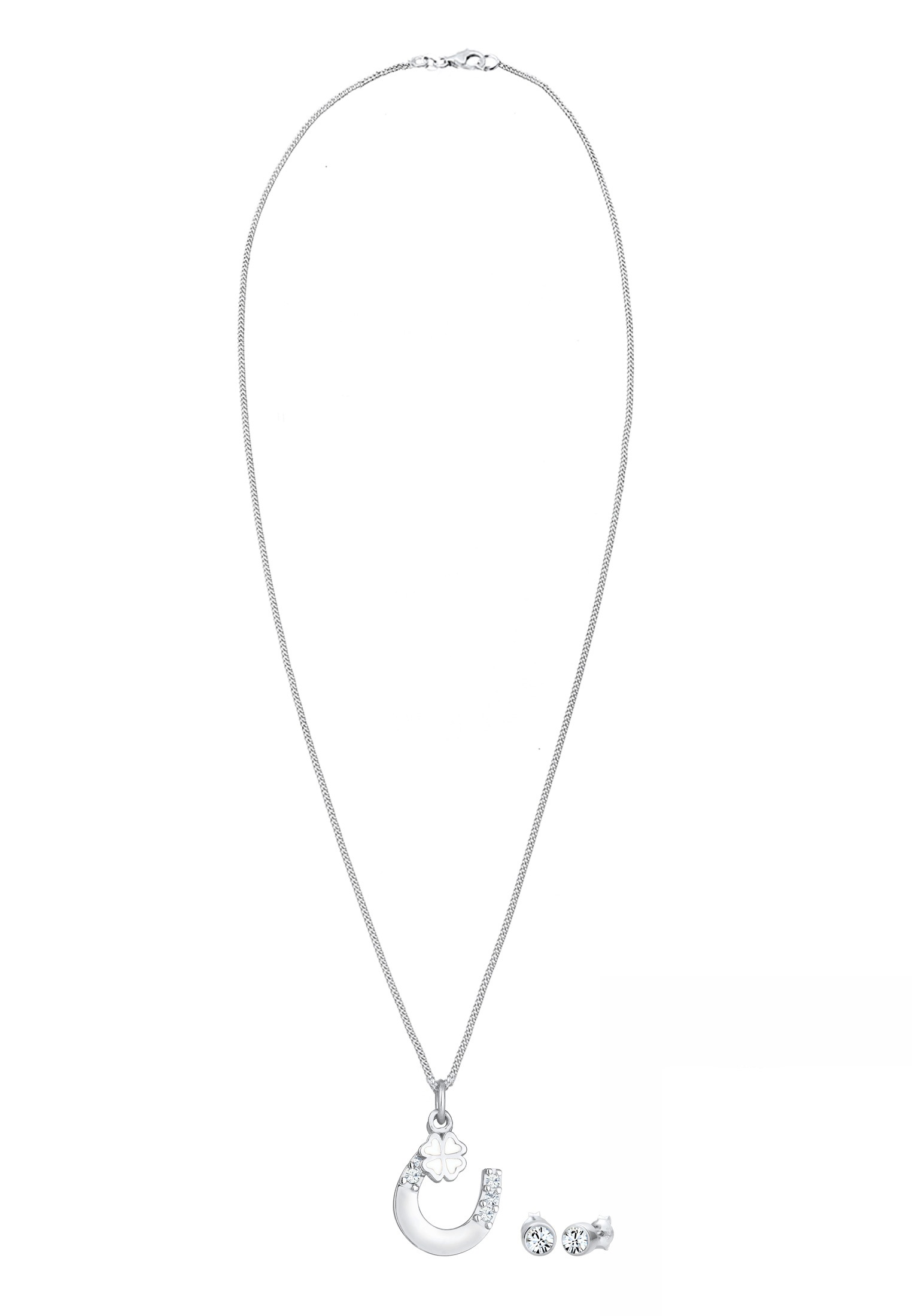 Elli Ohrring und Ketten Set »Schmuckset Hufeisen Weiß 925 Sterling Silber, mit Kristallen von Swarovski®«
